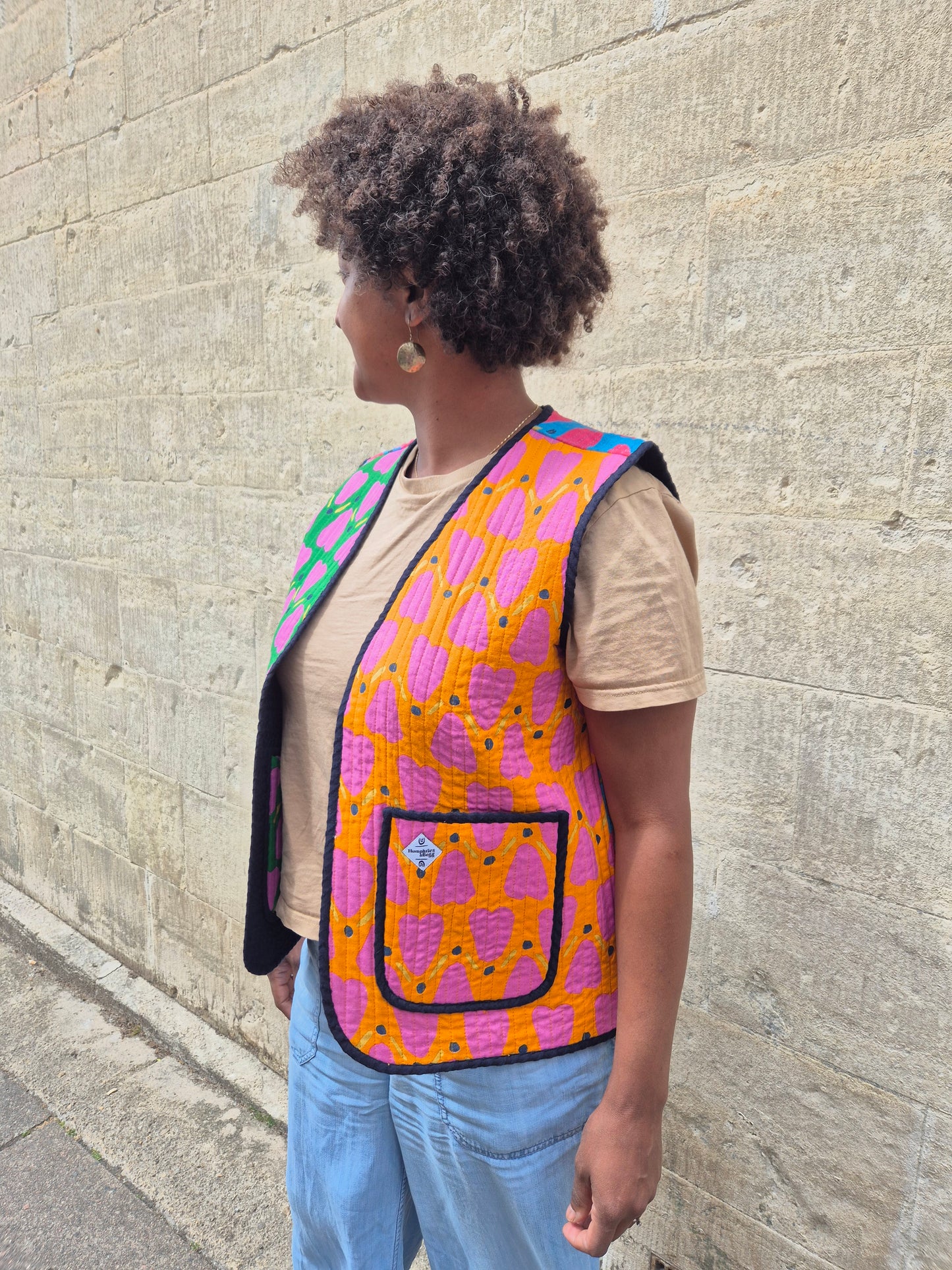 Waistcoat in Patchwork 'Honey Heart'.