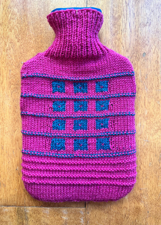 Hot Water Bottle Cover: 'Pink Chess Set'