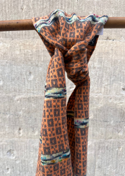 Lambswool Scarf: 'Orange Chess Set'