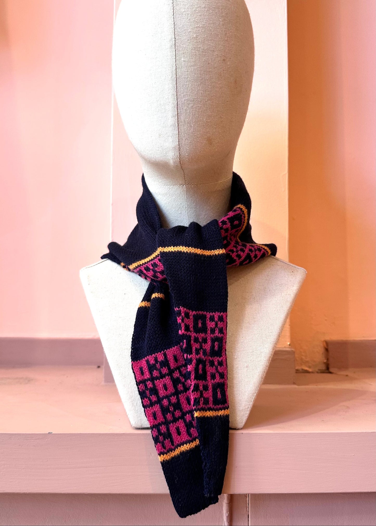 Triangle Scarf: 'Pink Chess Set'