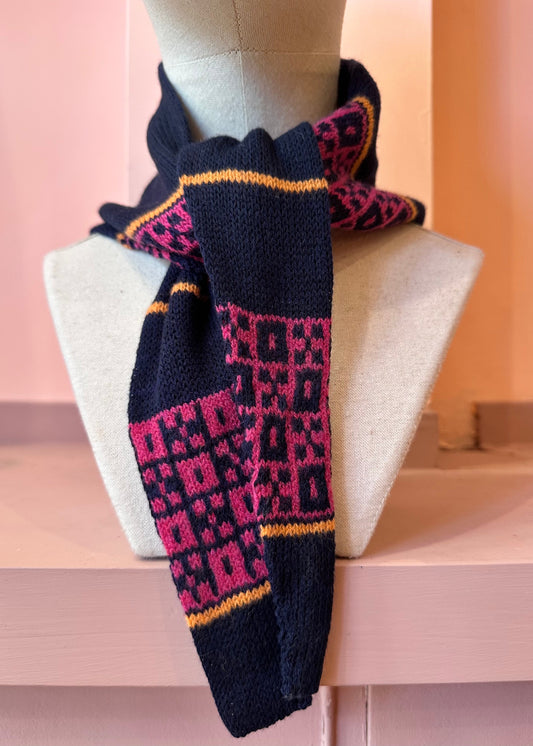 Triangle Scarf: 'Pink Chess Set'