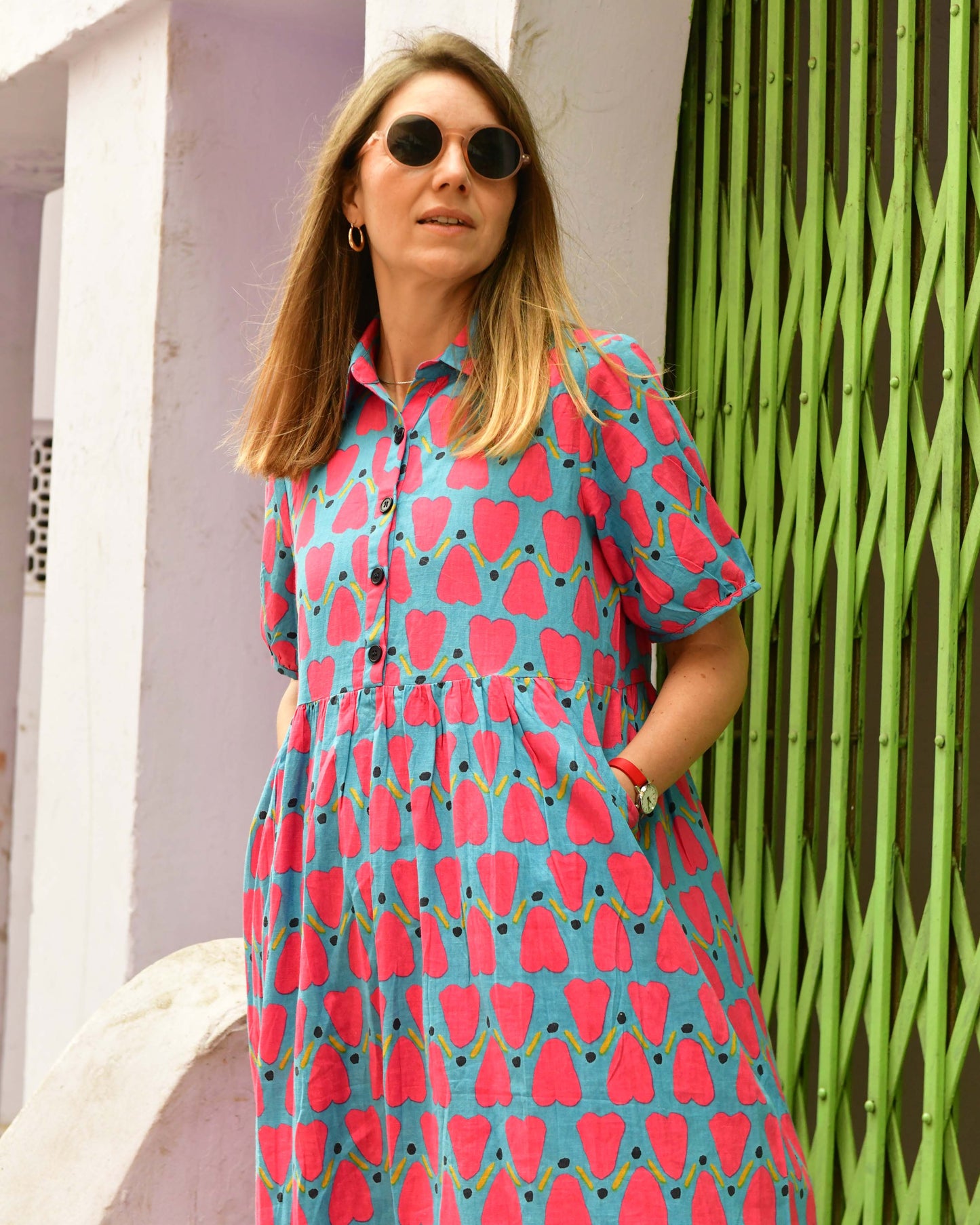 Ammie Dress in 'Blue Honey Heart'