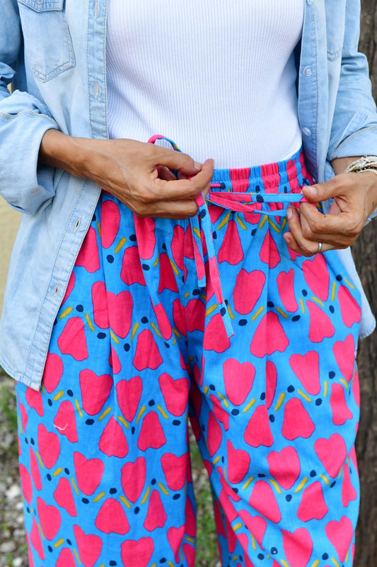 Anko Trousers in 'Blue Honey Heart'