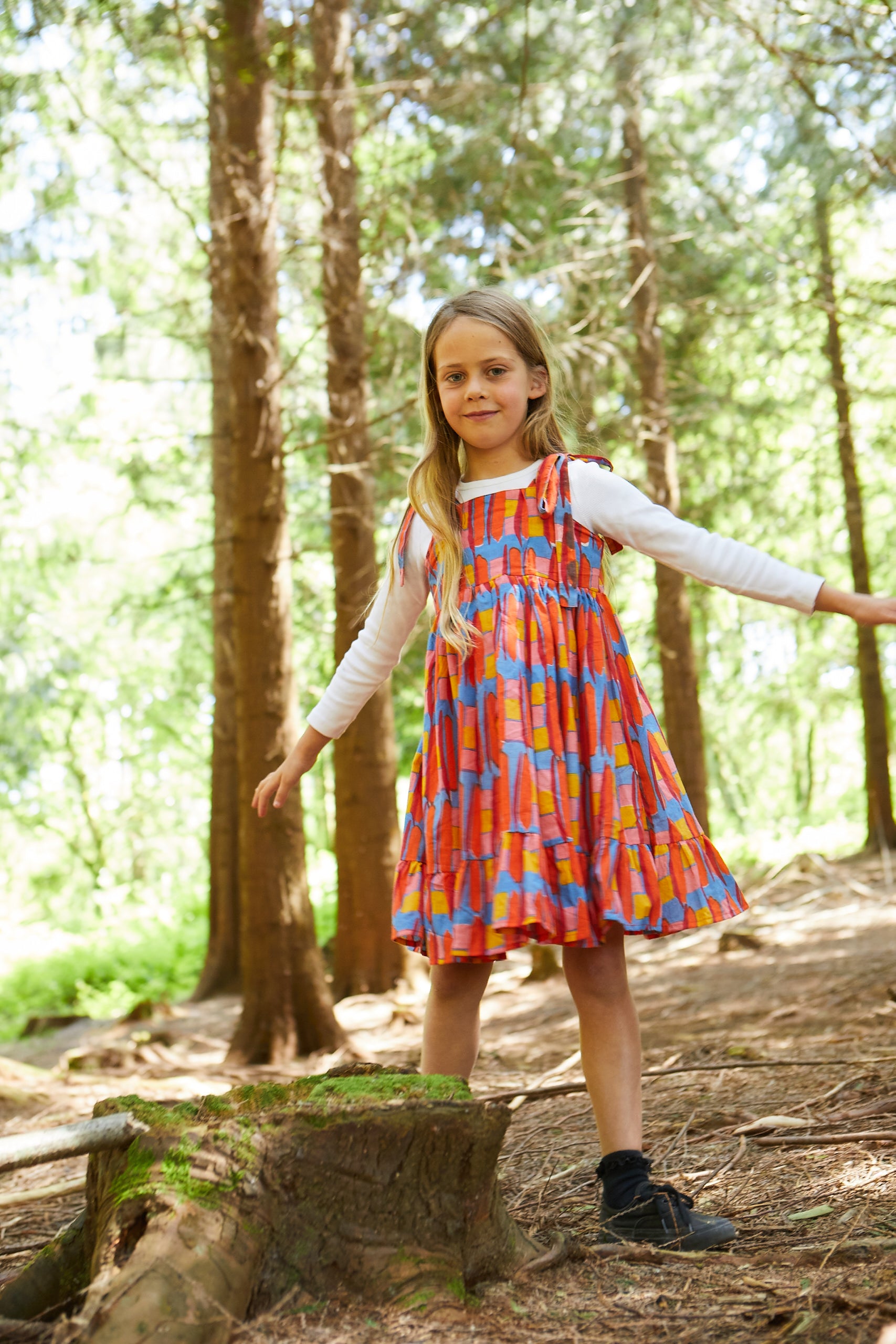 Cotton Butterfly Dress in 'Battenburg' 0-6yrs