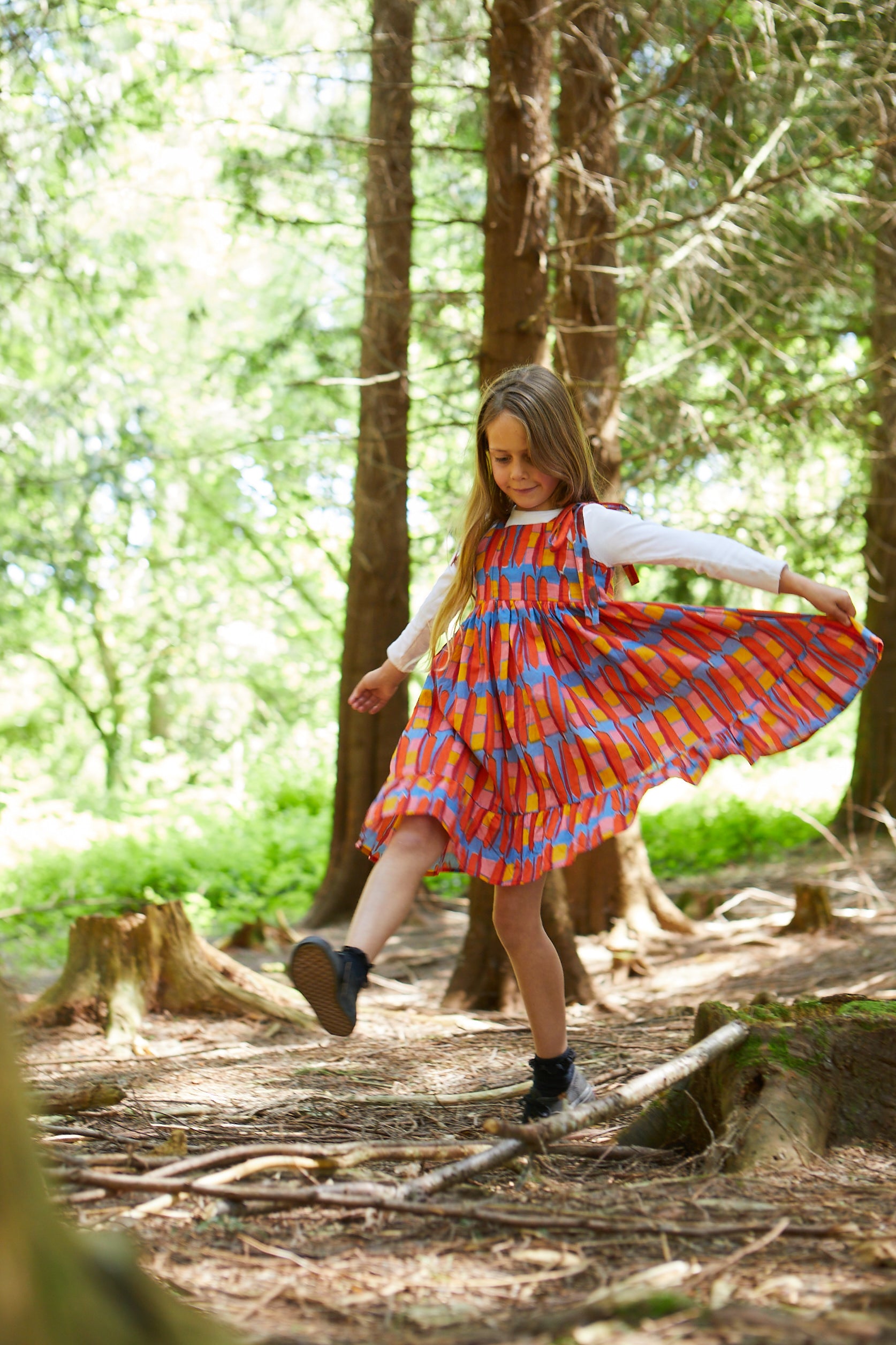 Cotton Butterfly Dress in 'Battenburg' 0-6yrs