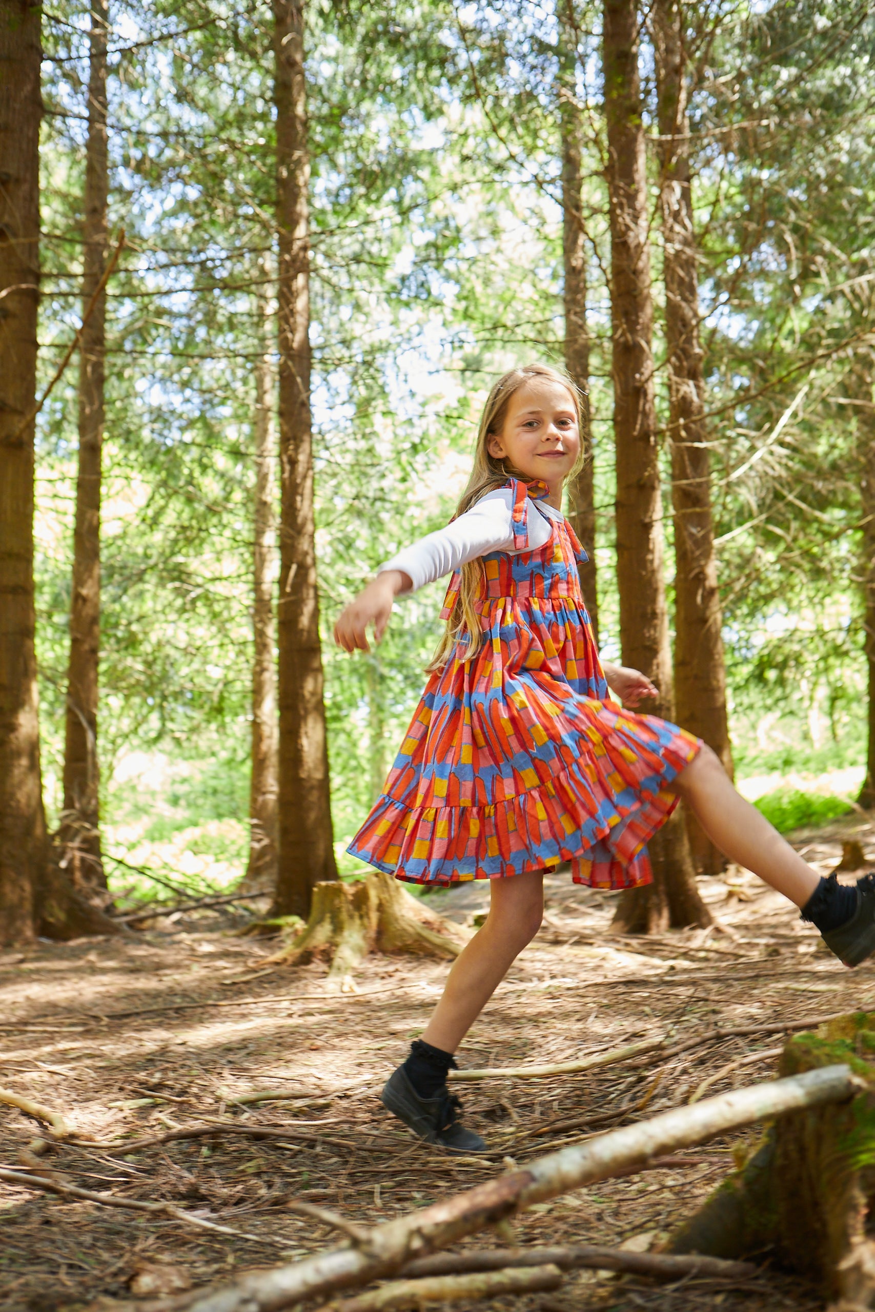 Cotton Butterfly Dress in 'Battenburg' 0-6yrs