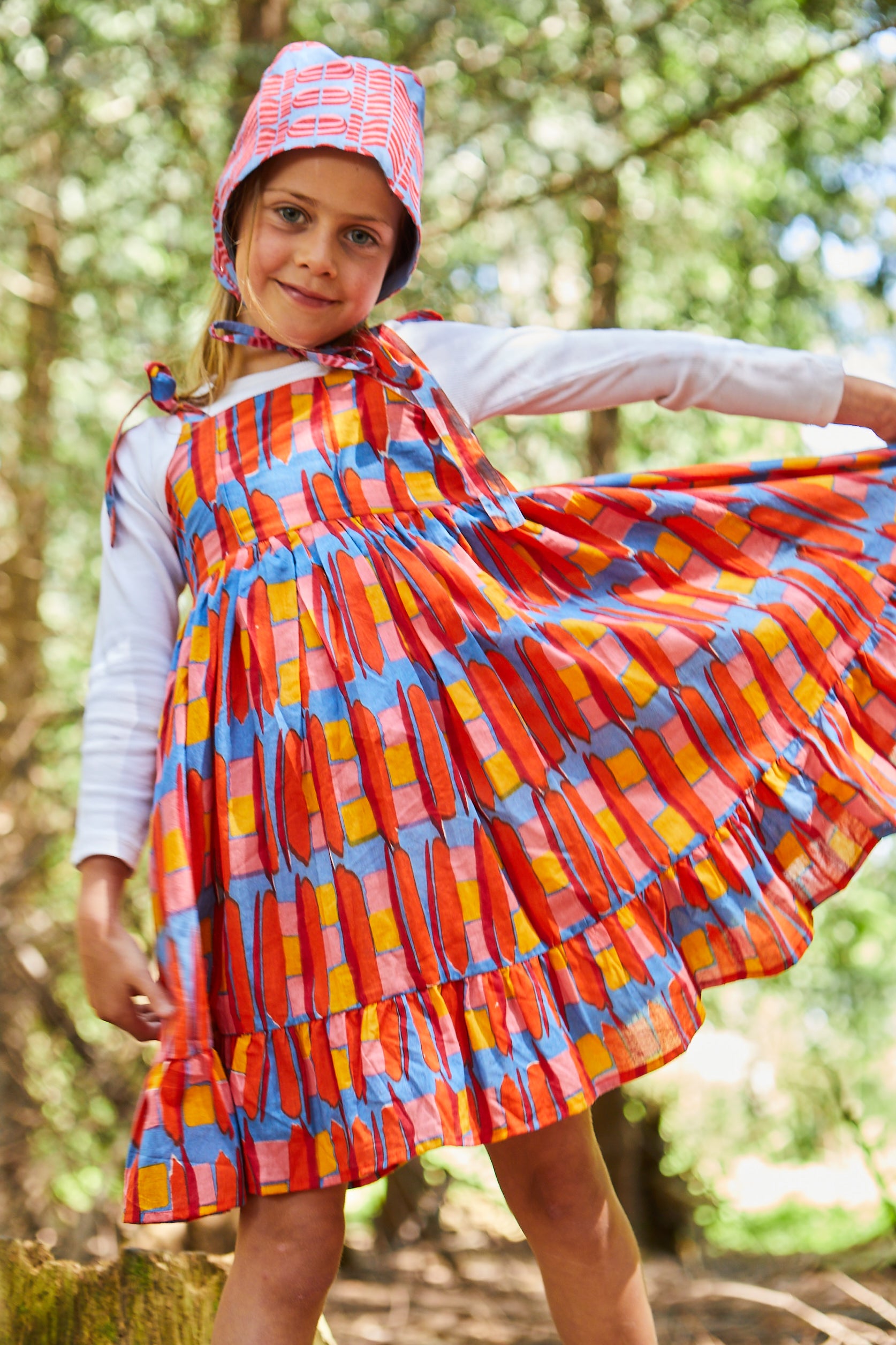 Cotton Butterfly Dress in 'Battenburg' 0-6yrs