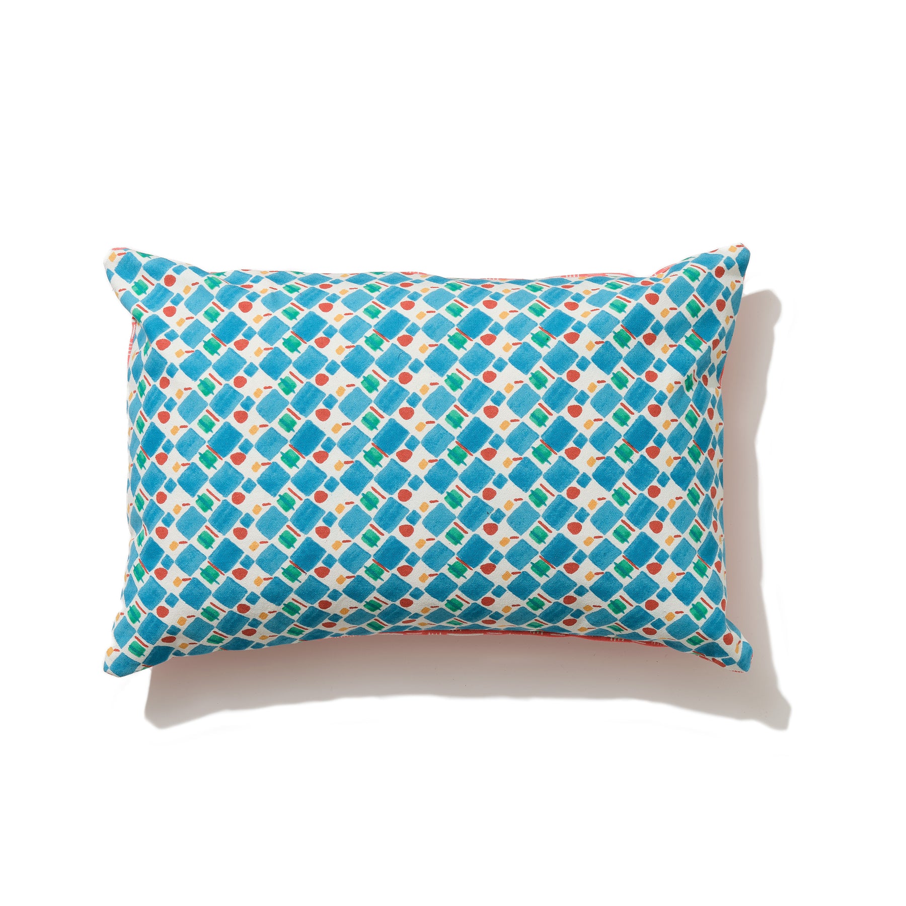 Rectangular checkers and deckers and rose hash cotton cushion 40 x 60cm