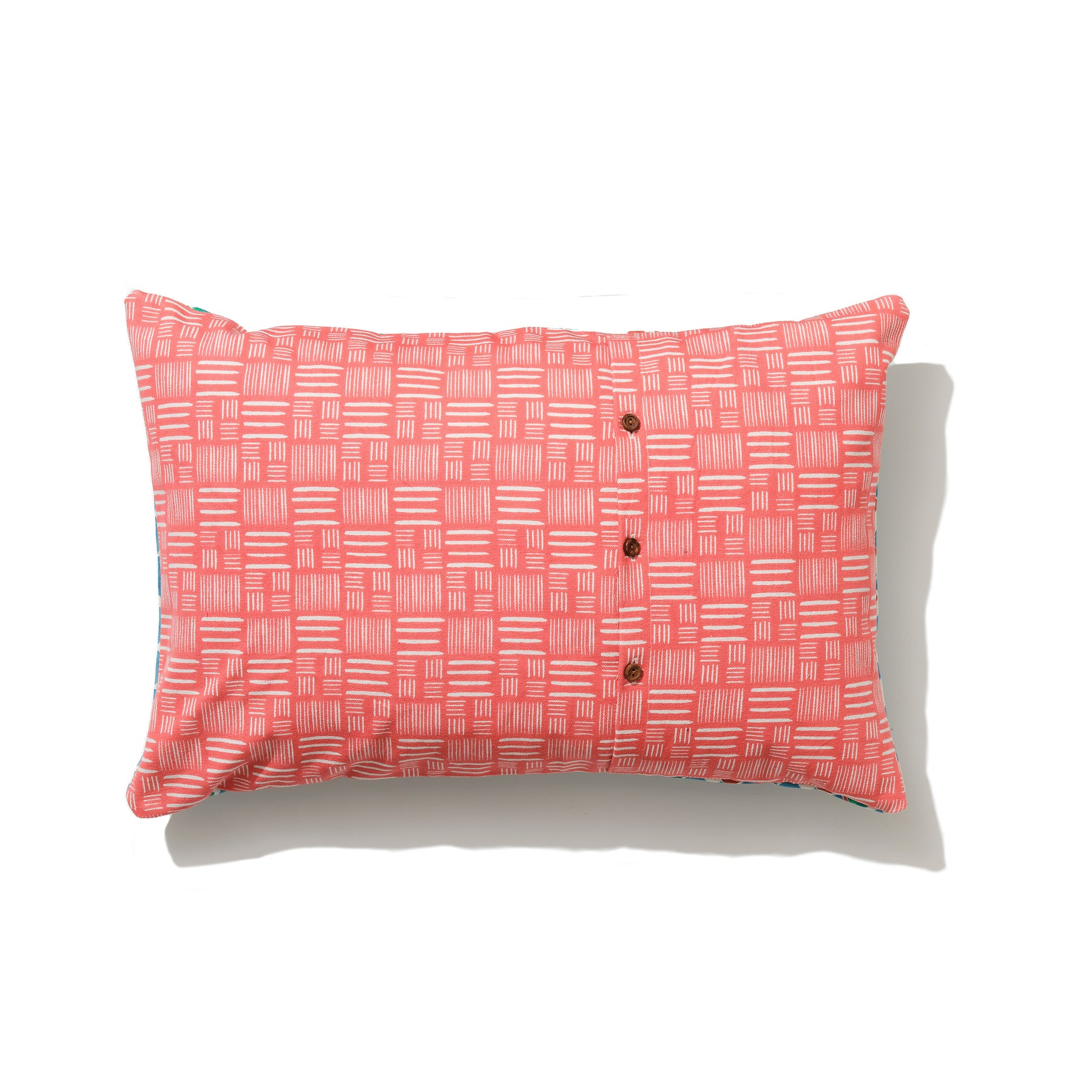 Rectangular checkers and deckers and rose hash cotton cushion 40 x 60cm