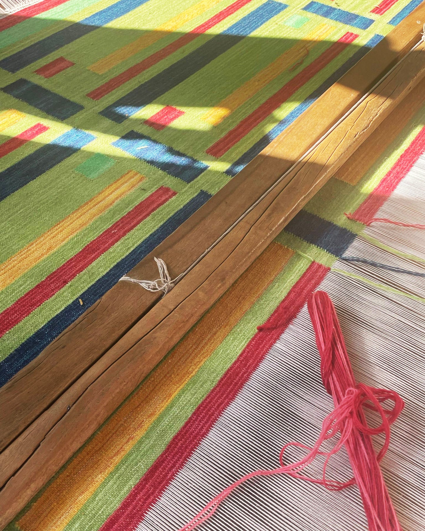 Square Wool Rug in 'Teal Shangri La'