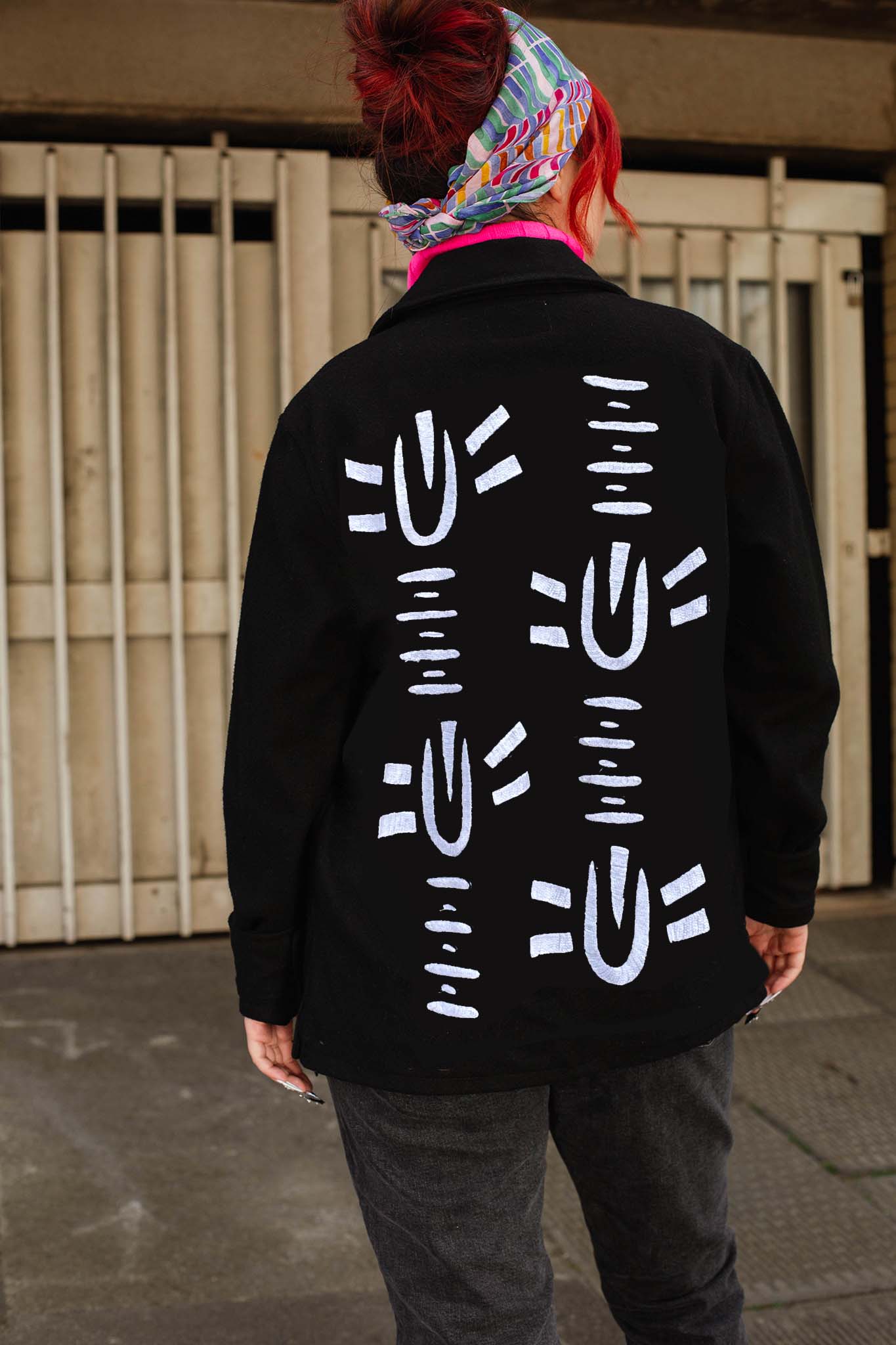 Unisex Embroidered Jacket in 'White Fly'