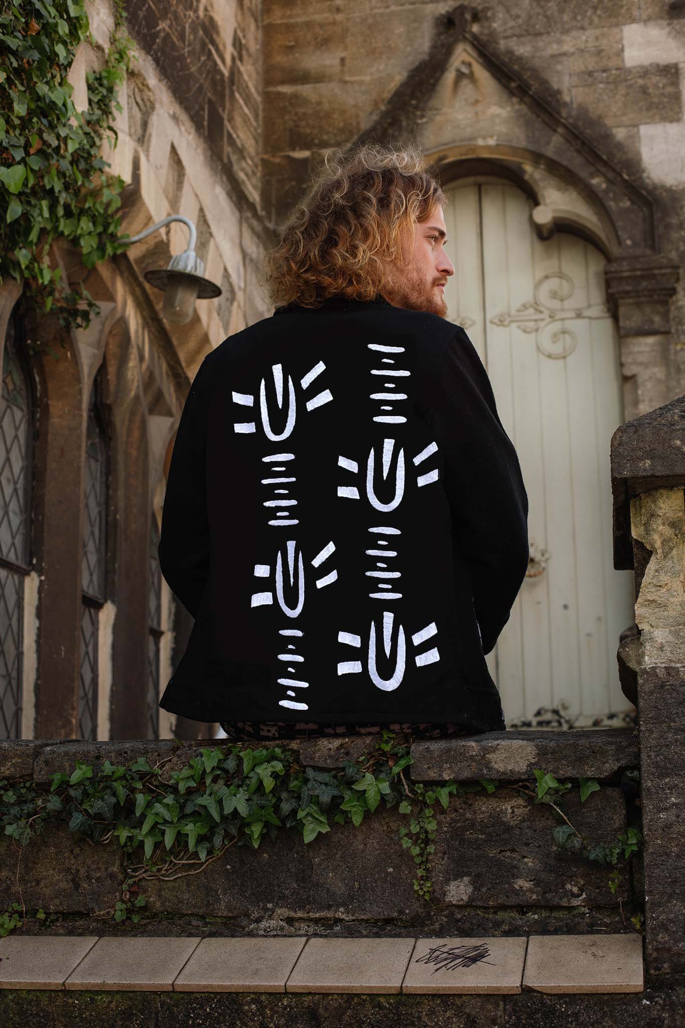 Unisex Embroidered Jacket in 'White Fly'