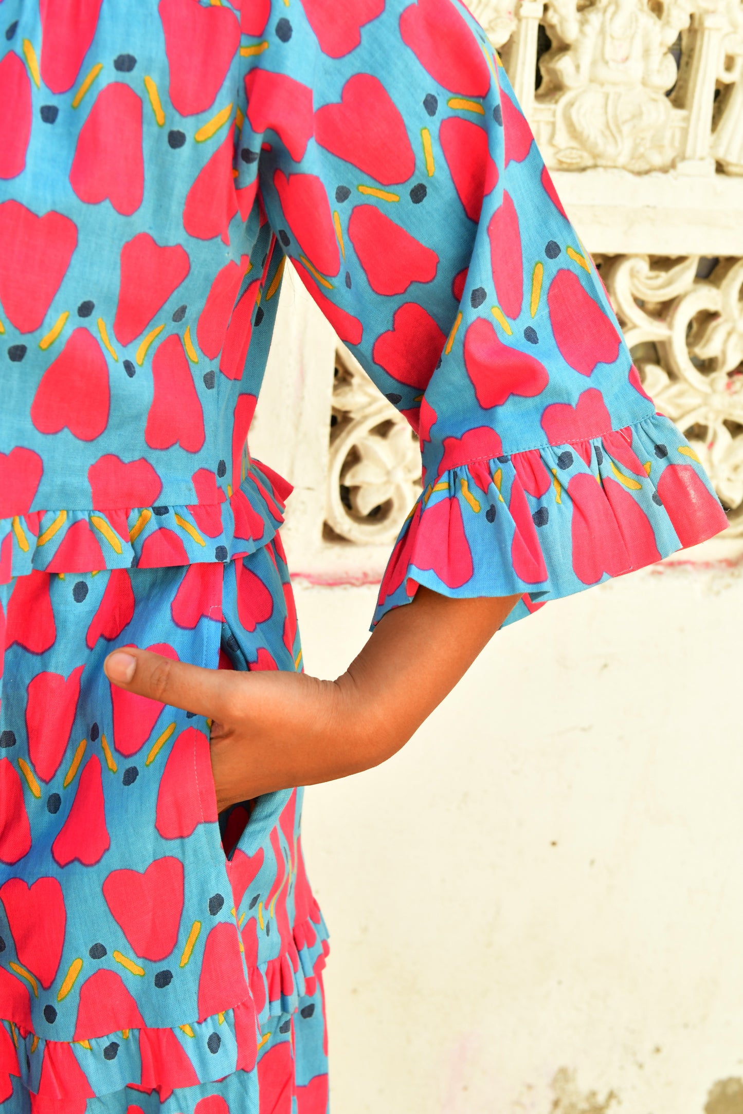 Frida Dress in 'Blue Honey Heart'