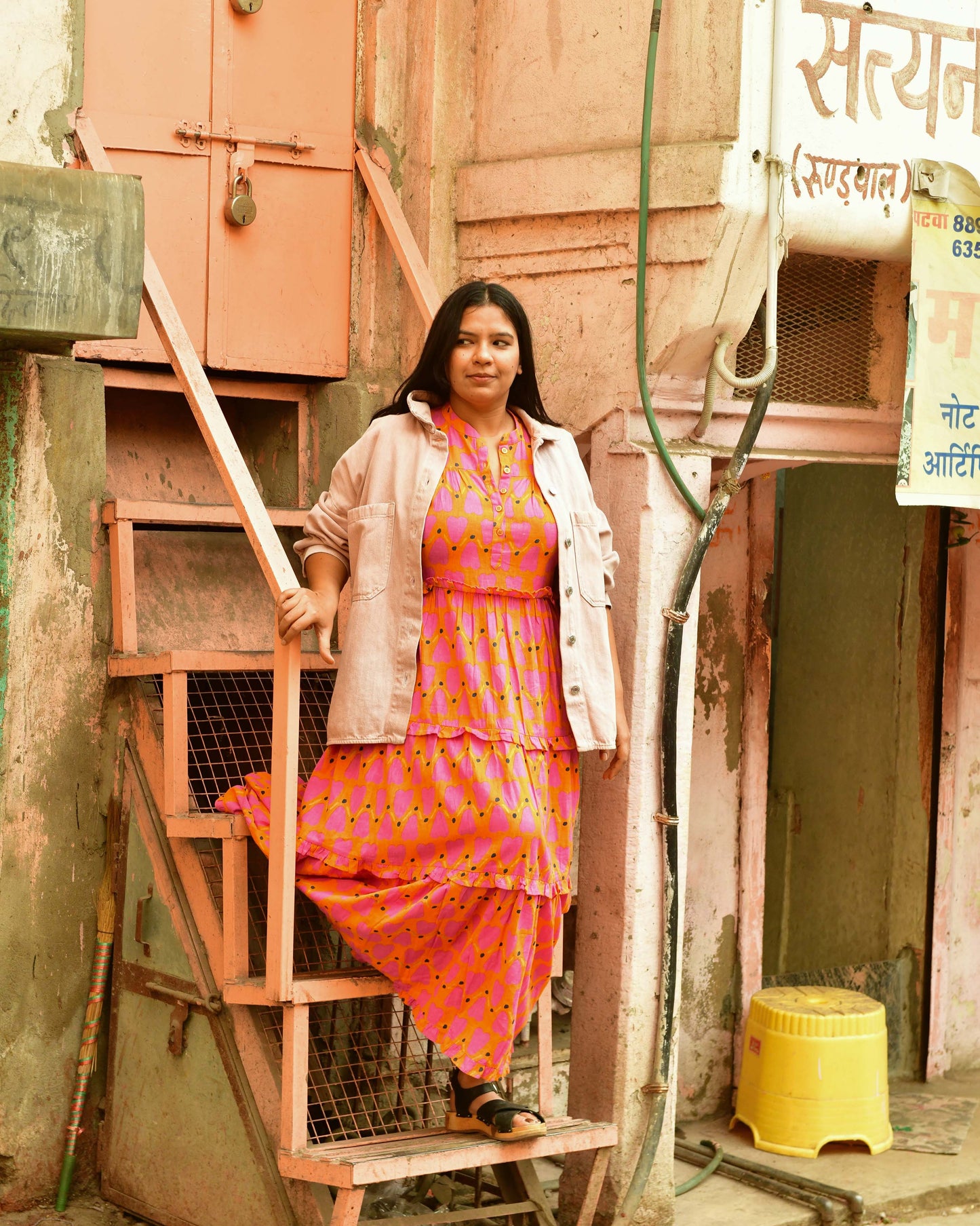 Frida Dress in 'Orange Honey Heart'