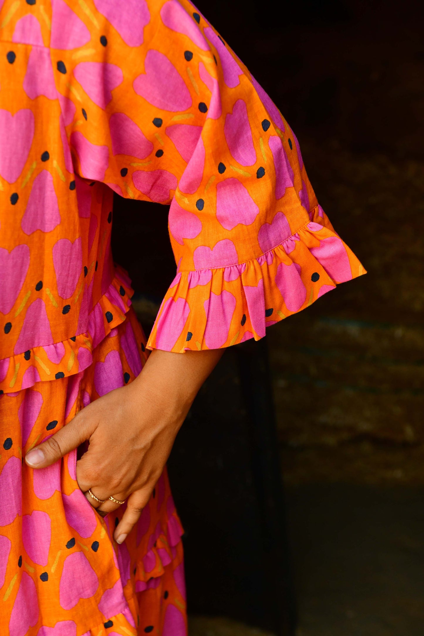 Frida Dress in 'Orange Honey Heart'