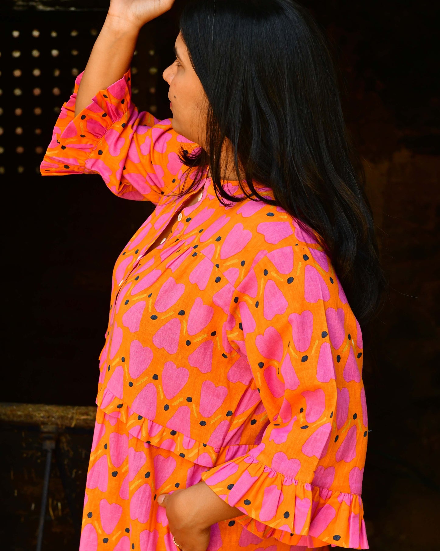 Frida Dress in 'Orange Honey Heart'