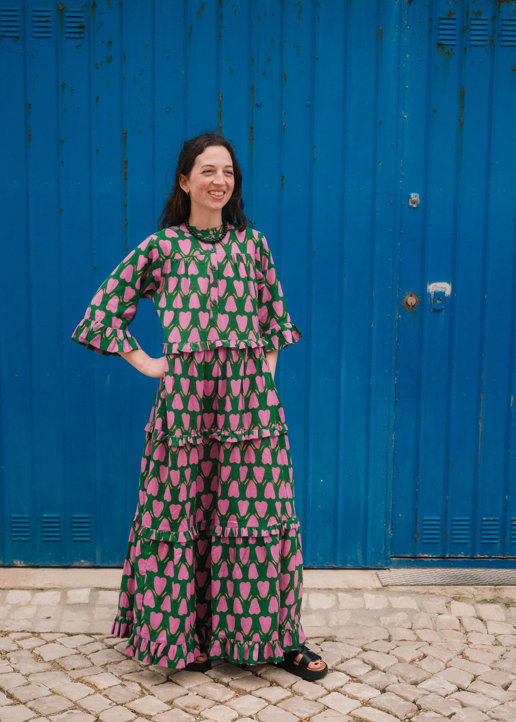 Frida Dress in 'Green Honey Heart' – Humphries and Begg