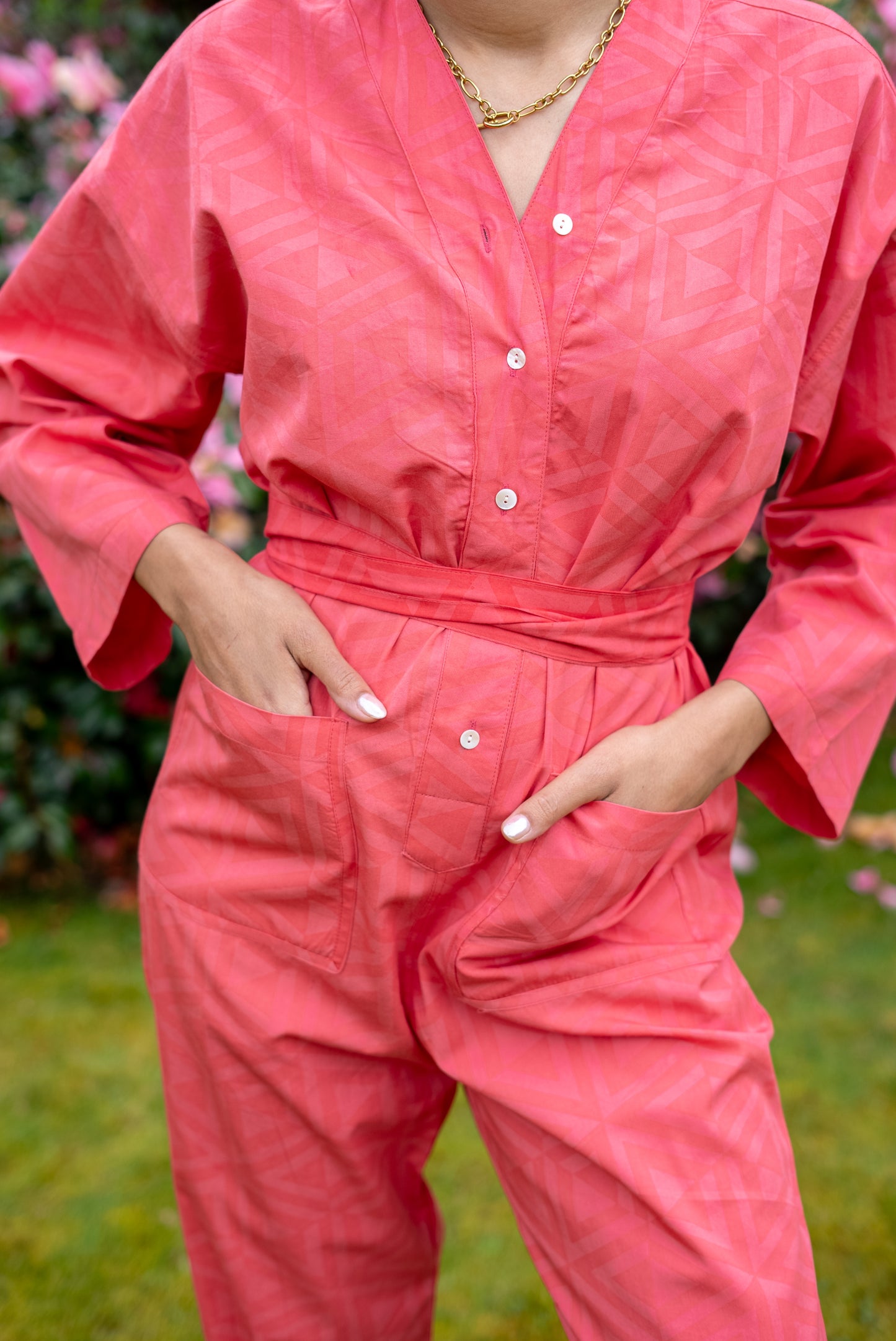 Playsuit in 'Pink Honeycomb'