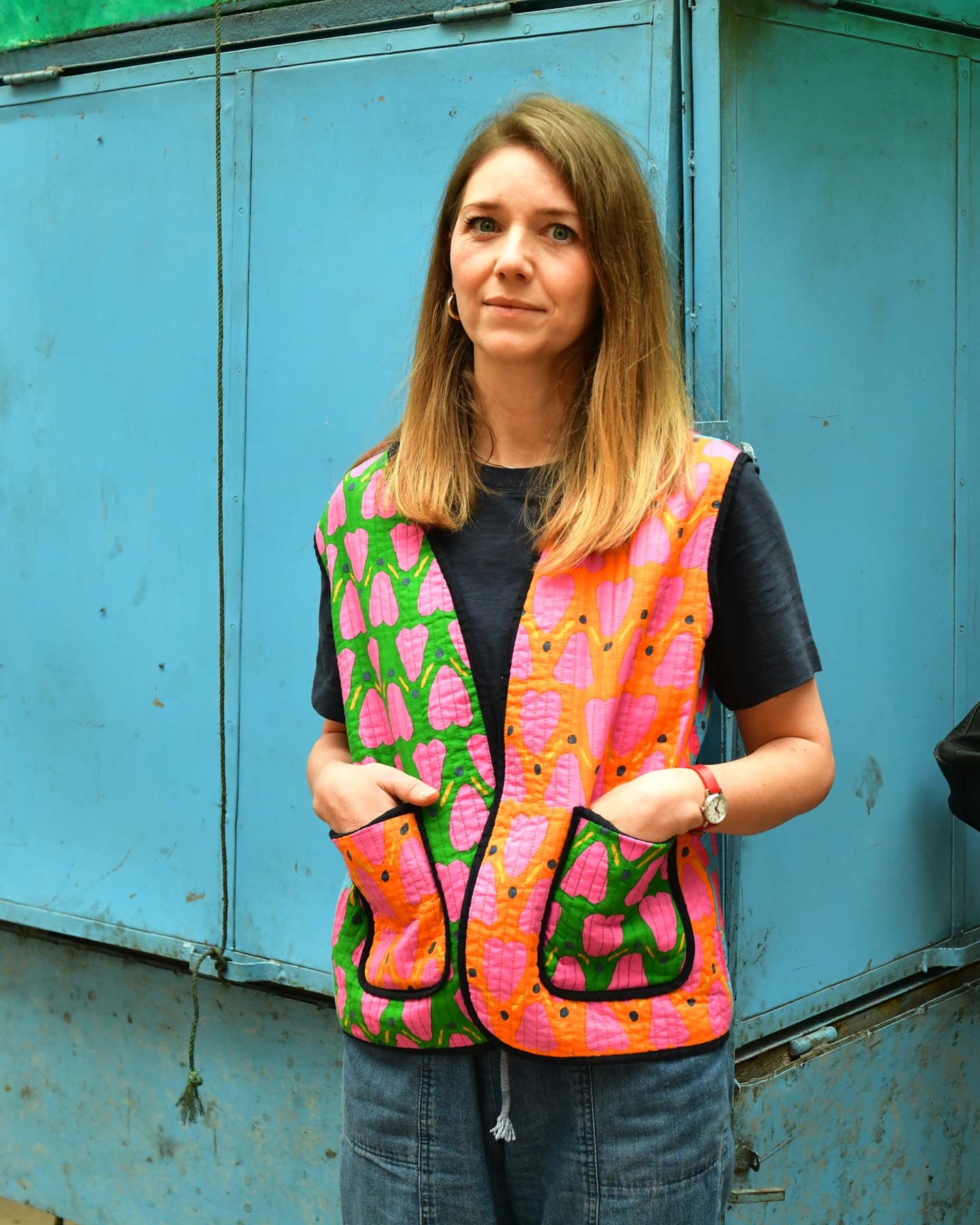 Waistcoat in Patchwork 'Honey Heart'.