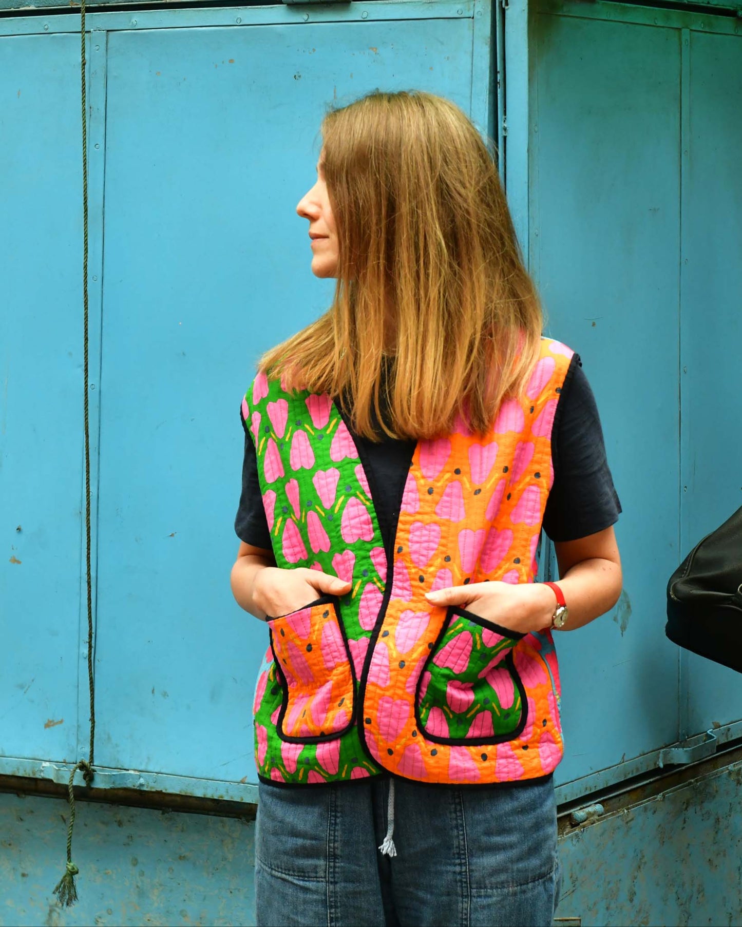 Waistcoat in Patchwork 'Honey Heart'.