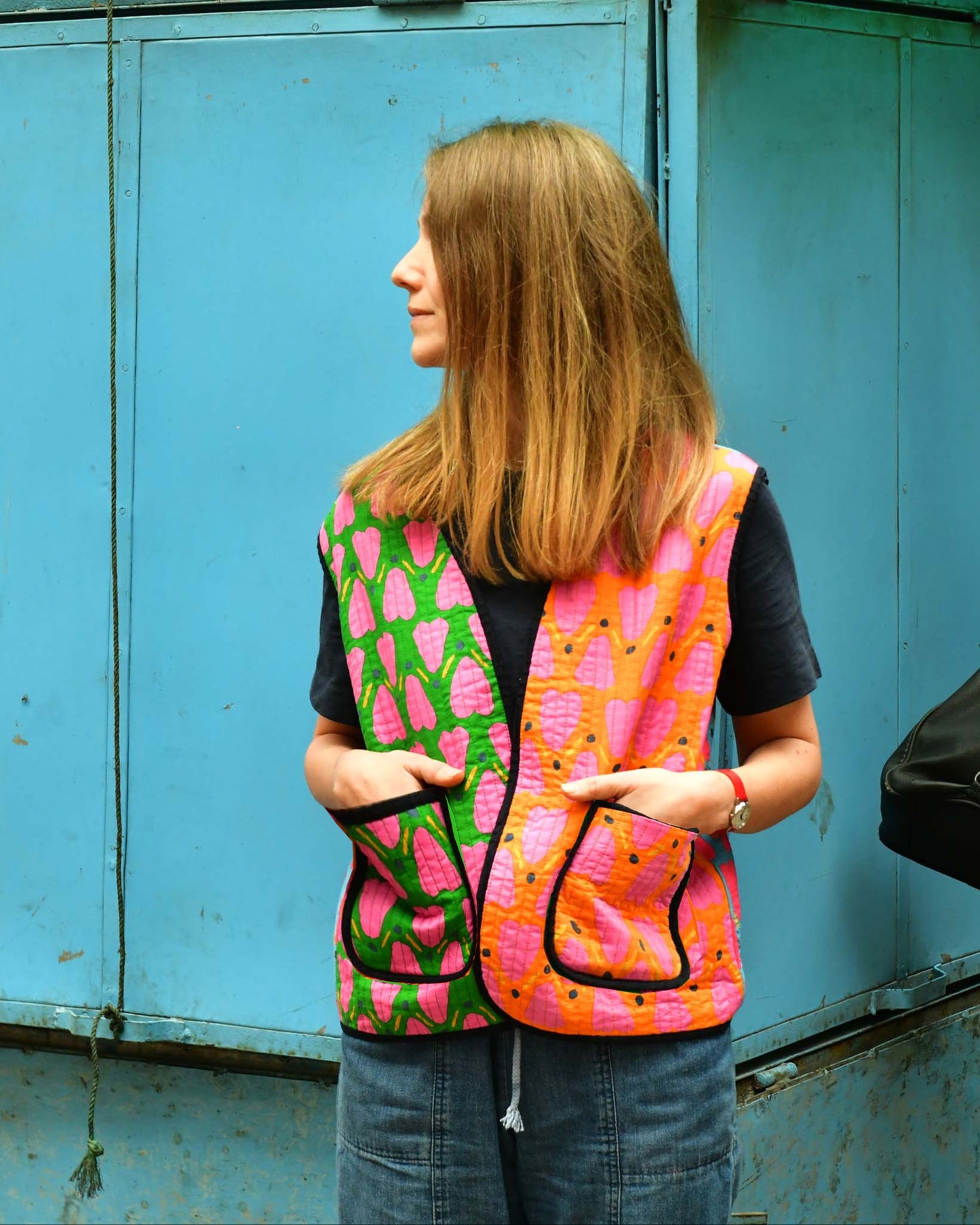 Waistcoat in Patchwork 'Honey Heart'.