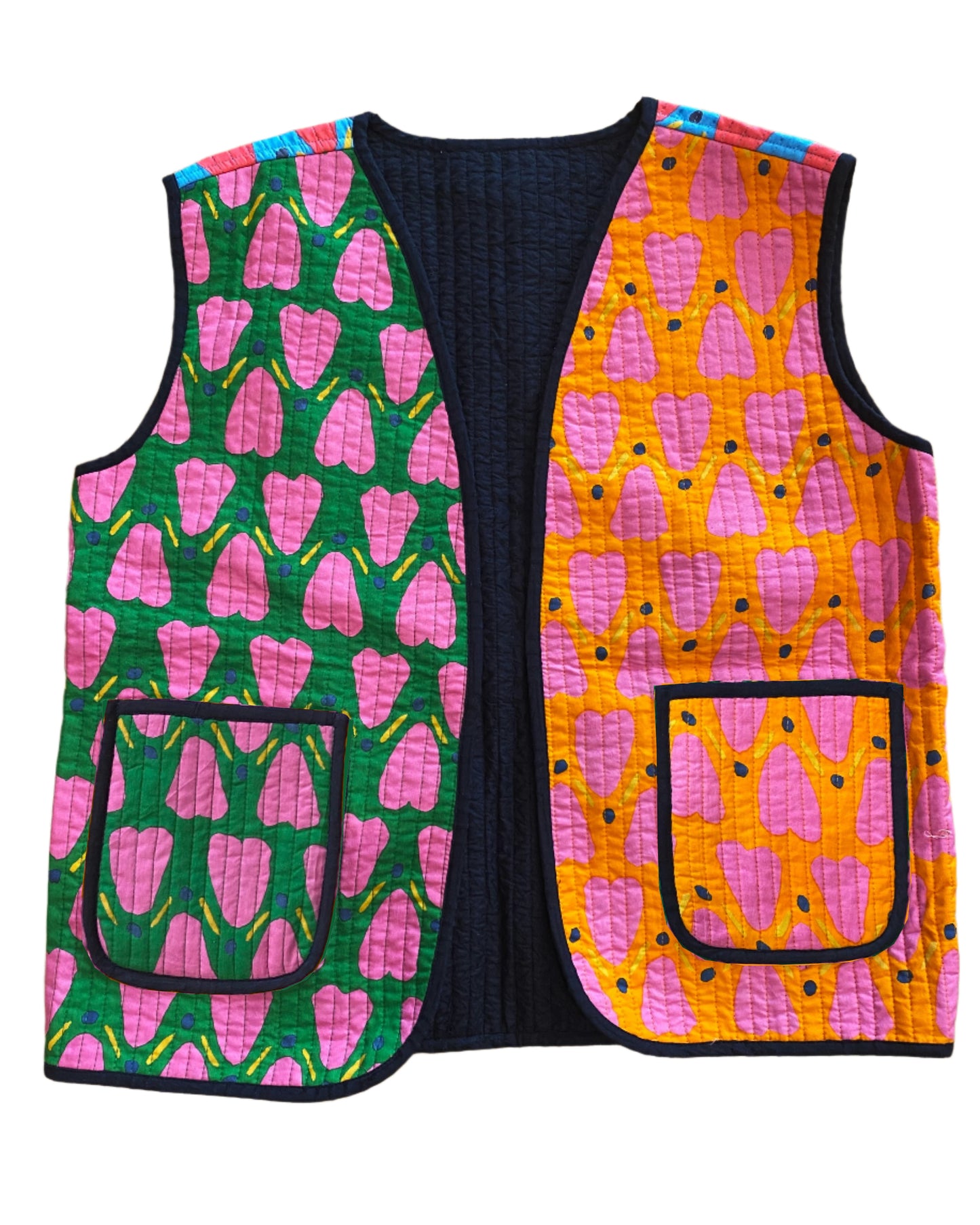 Waistcoat in Patchwork 'Honey Heart'.