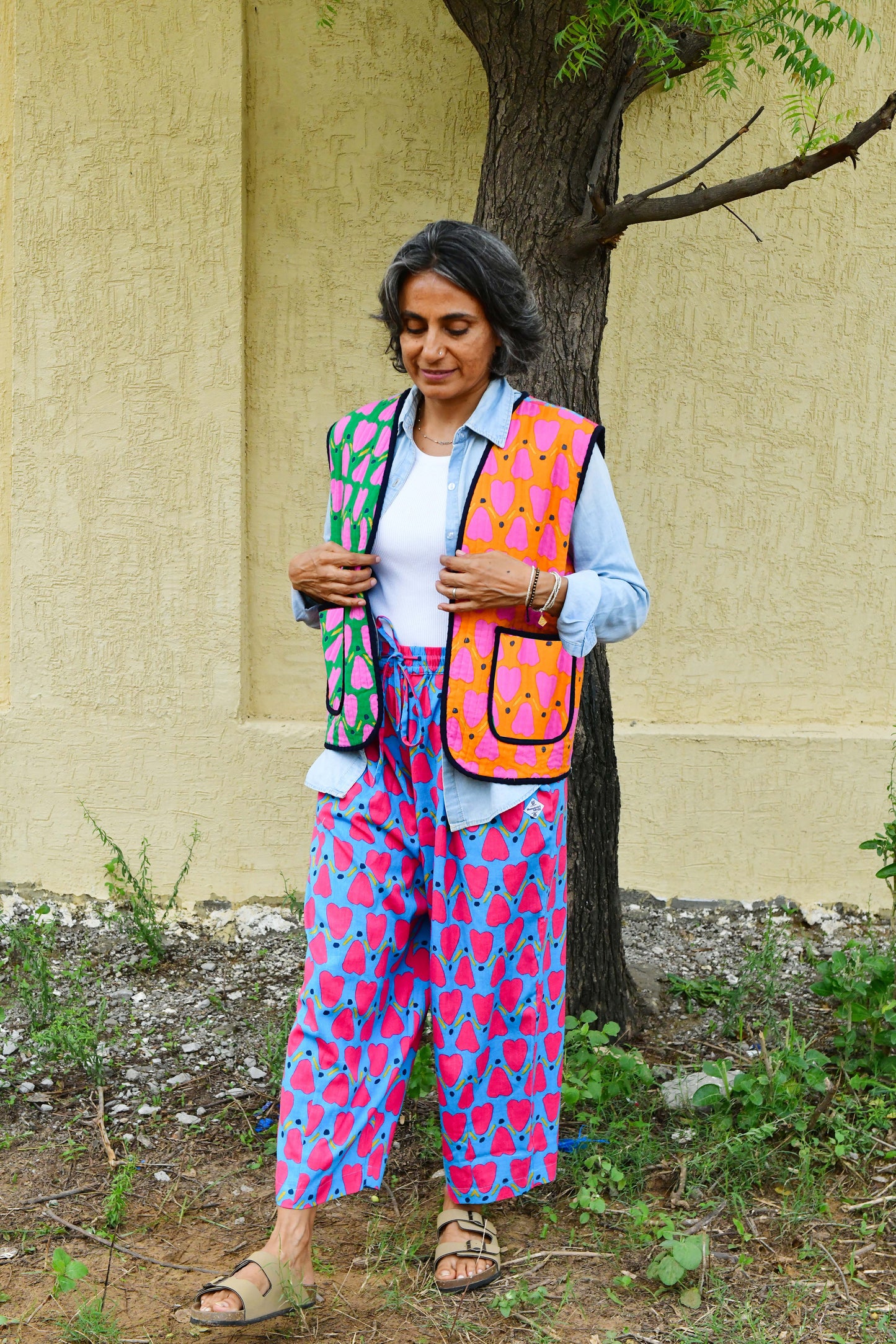 Waistcoat in Patchwork 'Honey Heart'.