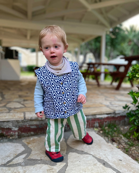 Kid's Quilted Waistcoat in 'Navy Honeycomb'