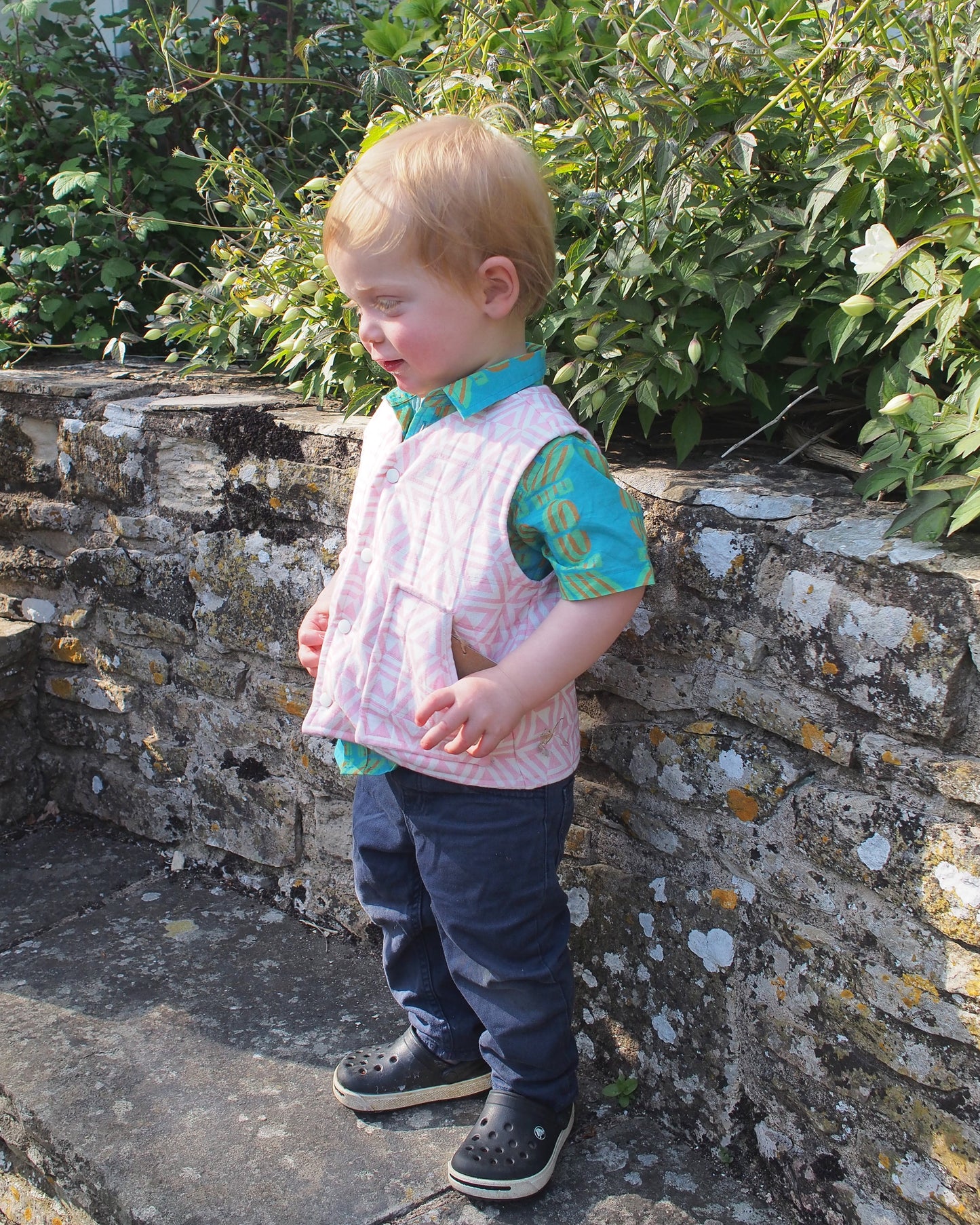 Kid's Quilted Waistcoat in 'Pink Honeycomb'