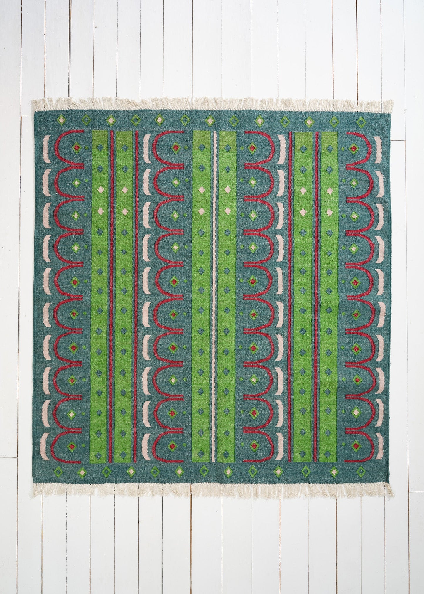 Woven Rug in 'Teal Shangri La'