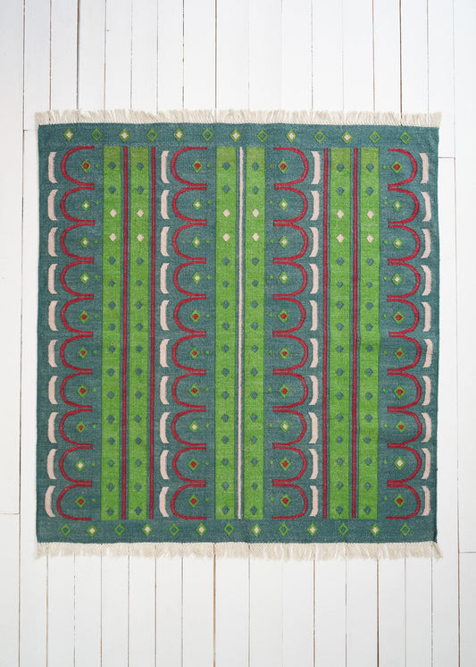 Woven Rug in 'Teal Shangri La'