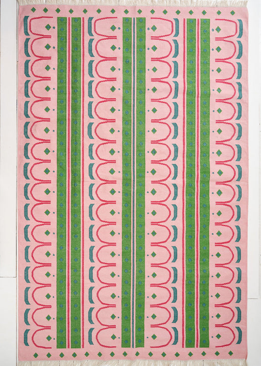 Large Cotton Rug in 'Pink Shangri La'
