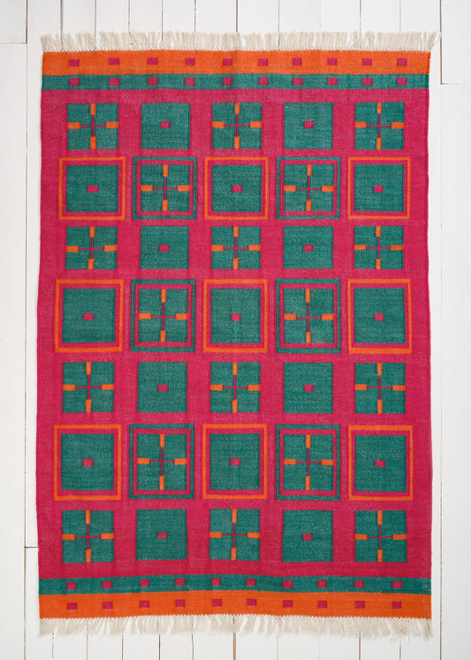 Woven Rug in 'Hot Pink Bric a Brac'