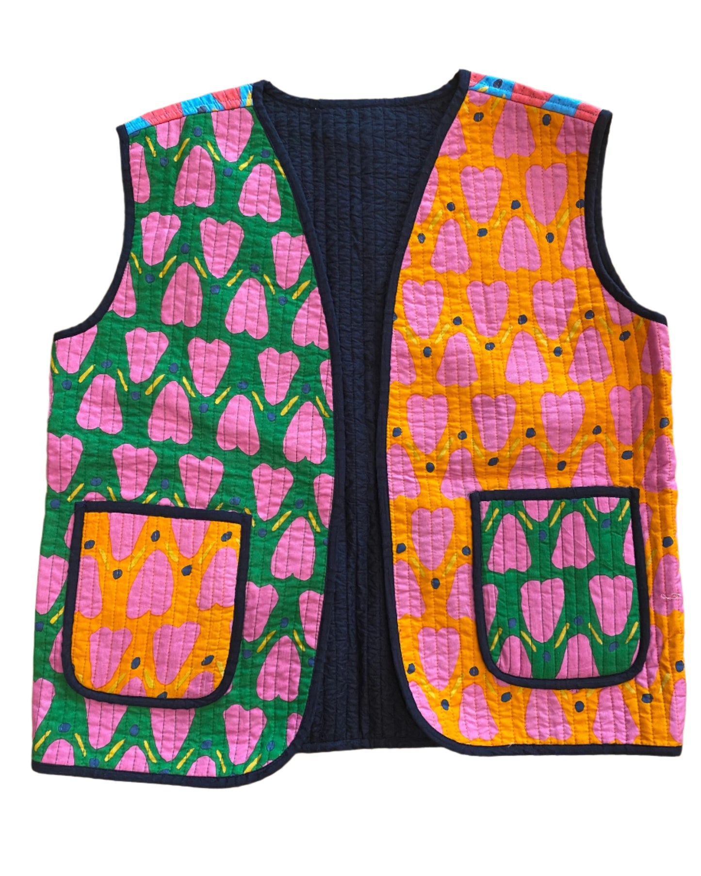 Waistcoat in Patchwork 'Honey Heart'.
