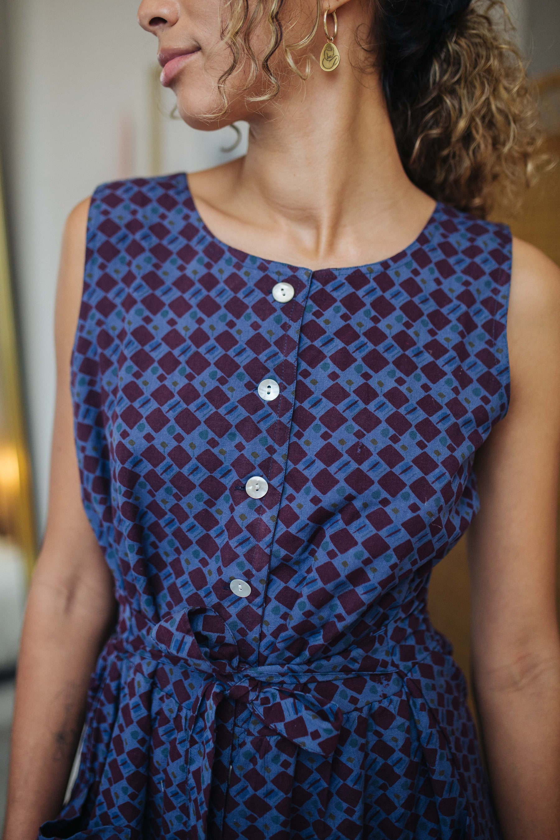 Andy Dungarees In Indigo Check