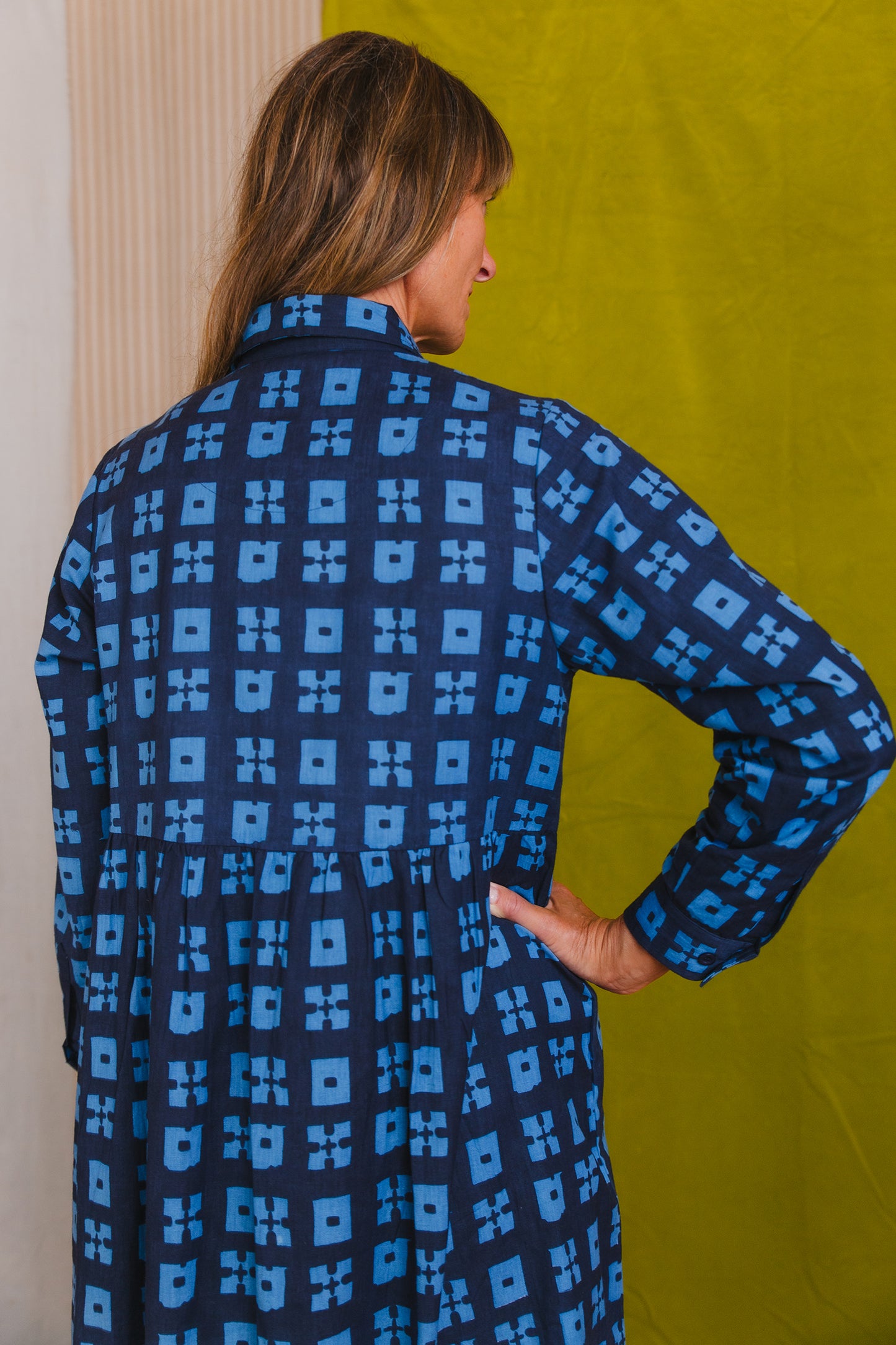 Jessie Dress in 'Indigo Chess Set'