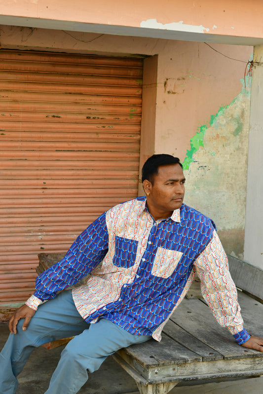 Kit Patchwork Shirt in 'Beaky on Blue' & 'Beaky on White'