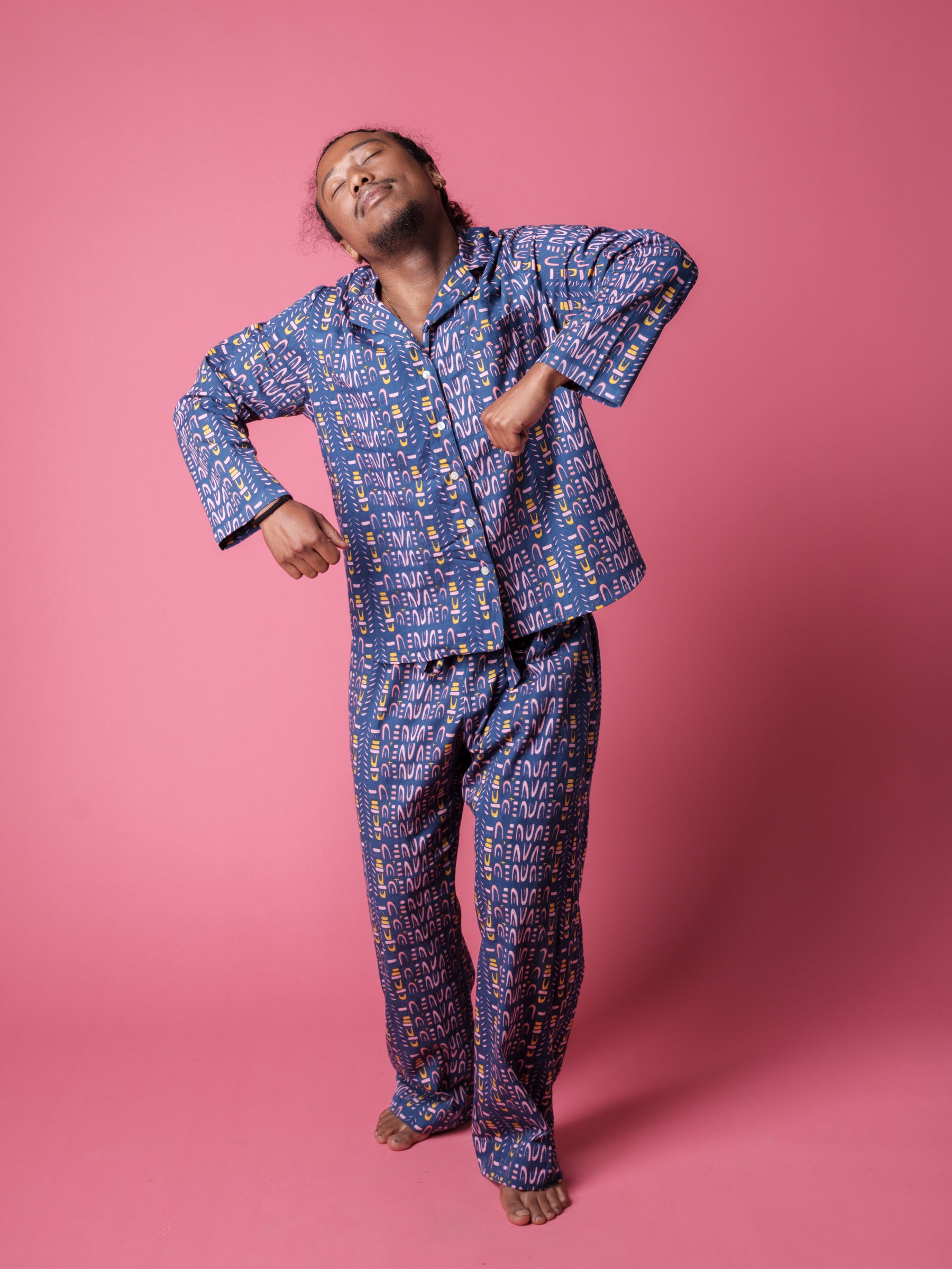 Unisex Pyjama Set in 'Navy Skydive'