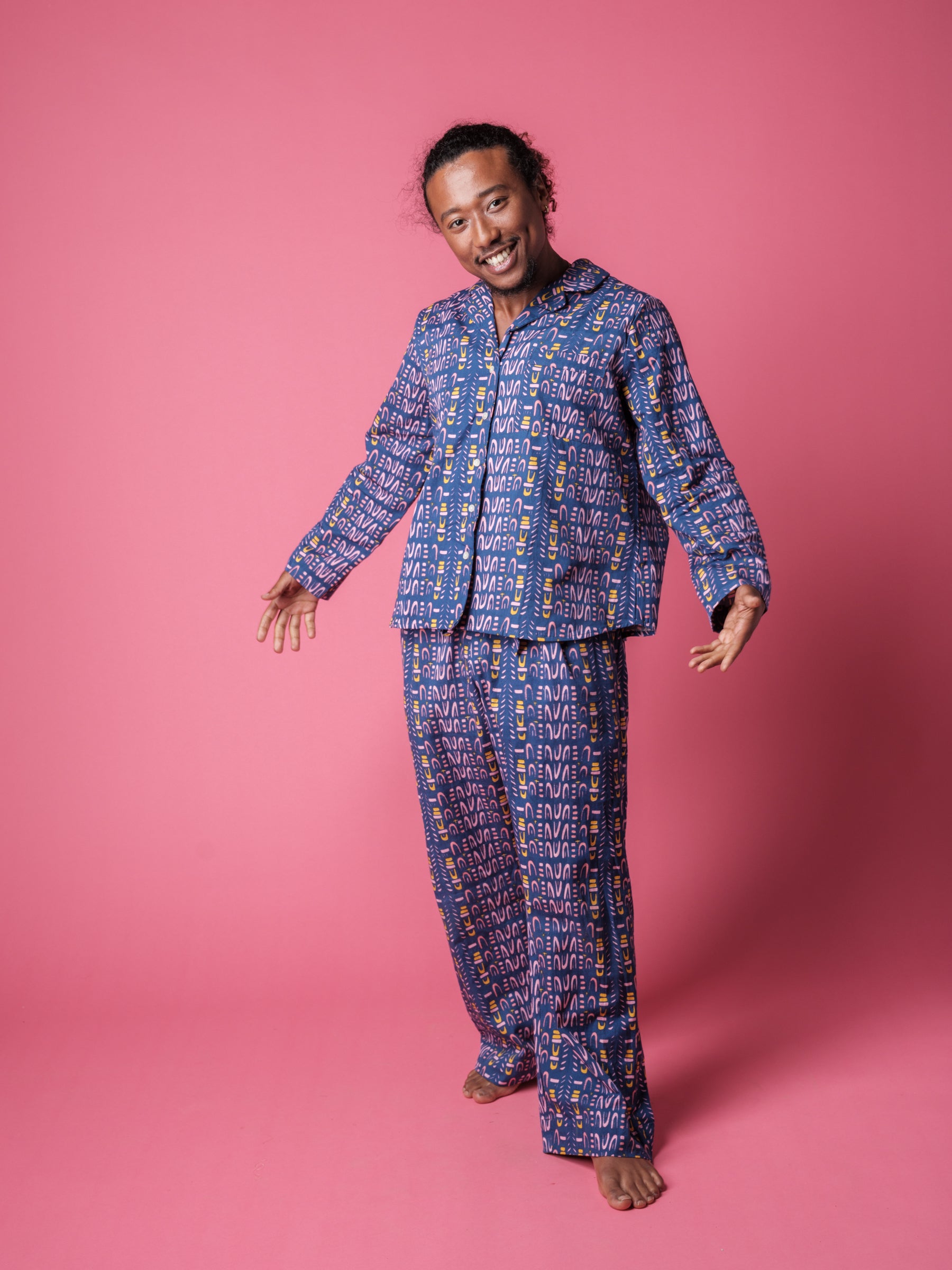 Unisex Pyjama Set in 'Navy Skydive'