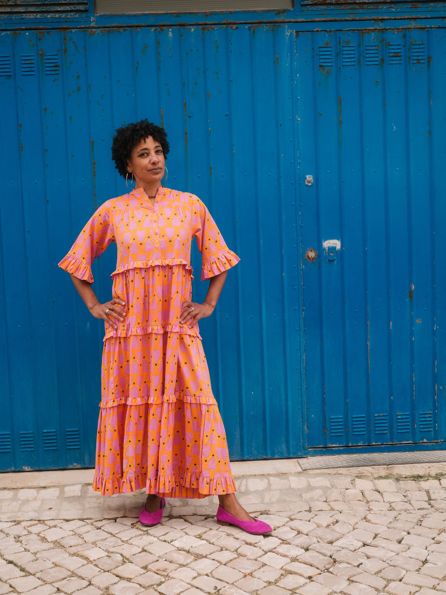 Frida Dress in 'Orange Honey Heart'