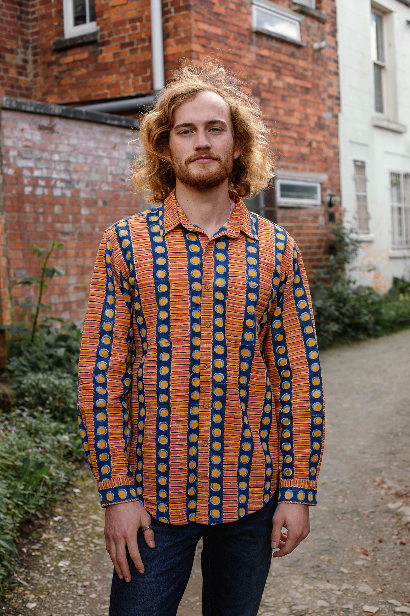 Men's shirt in 'Oranges on Blue'