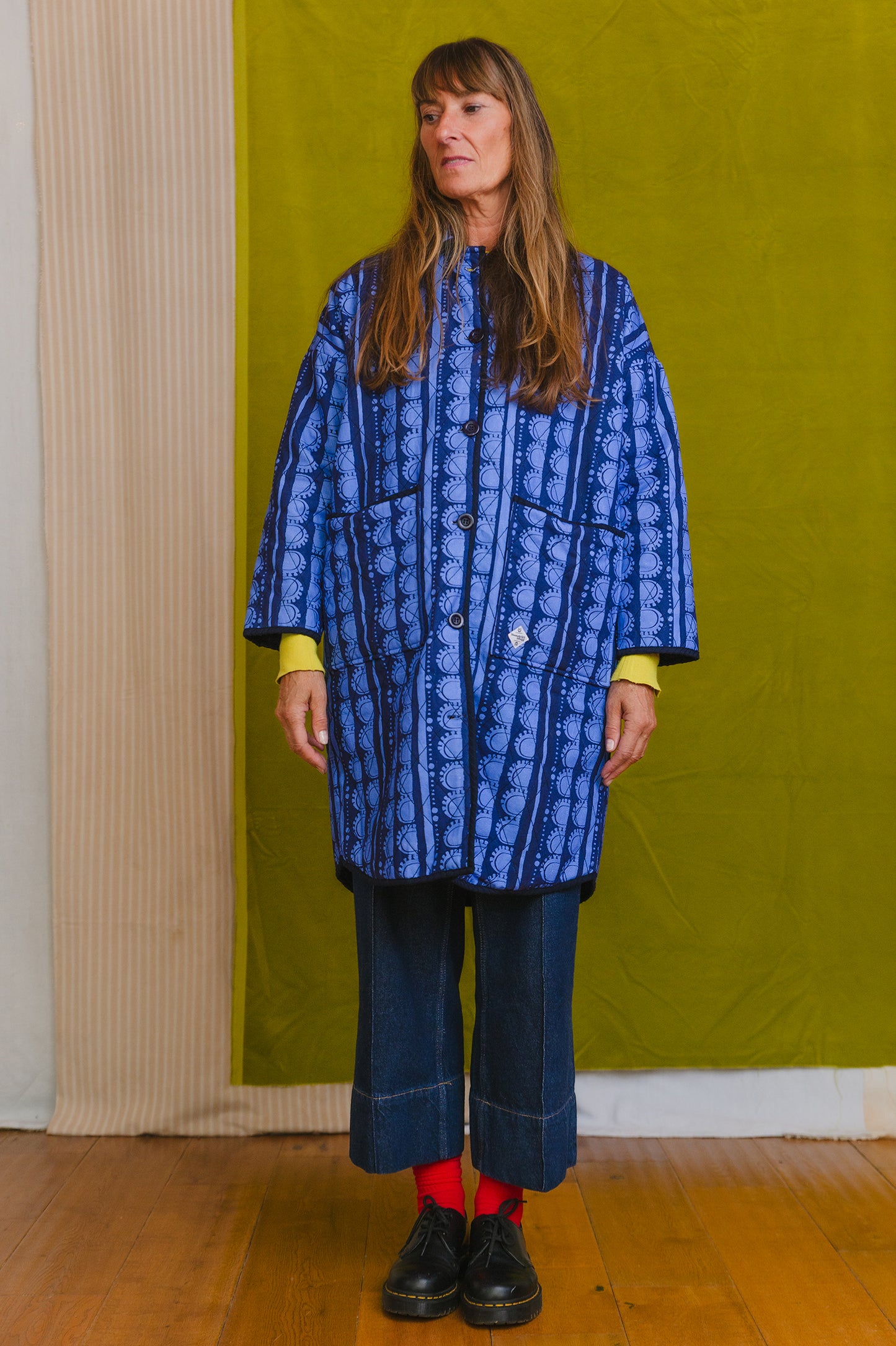 PRE-ORDER: Quilted Overcoat in 'Blue Bead'
