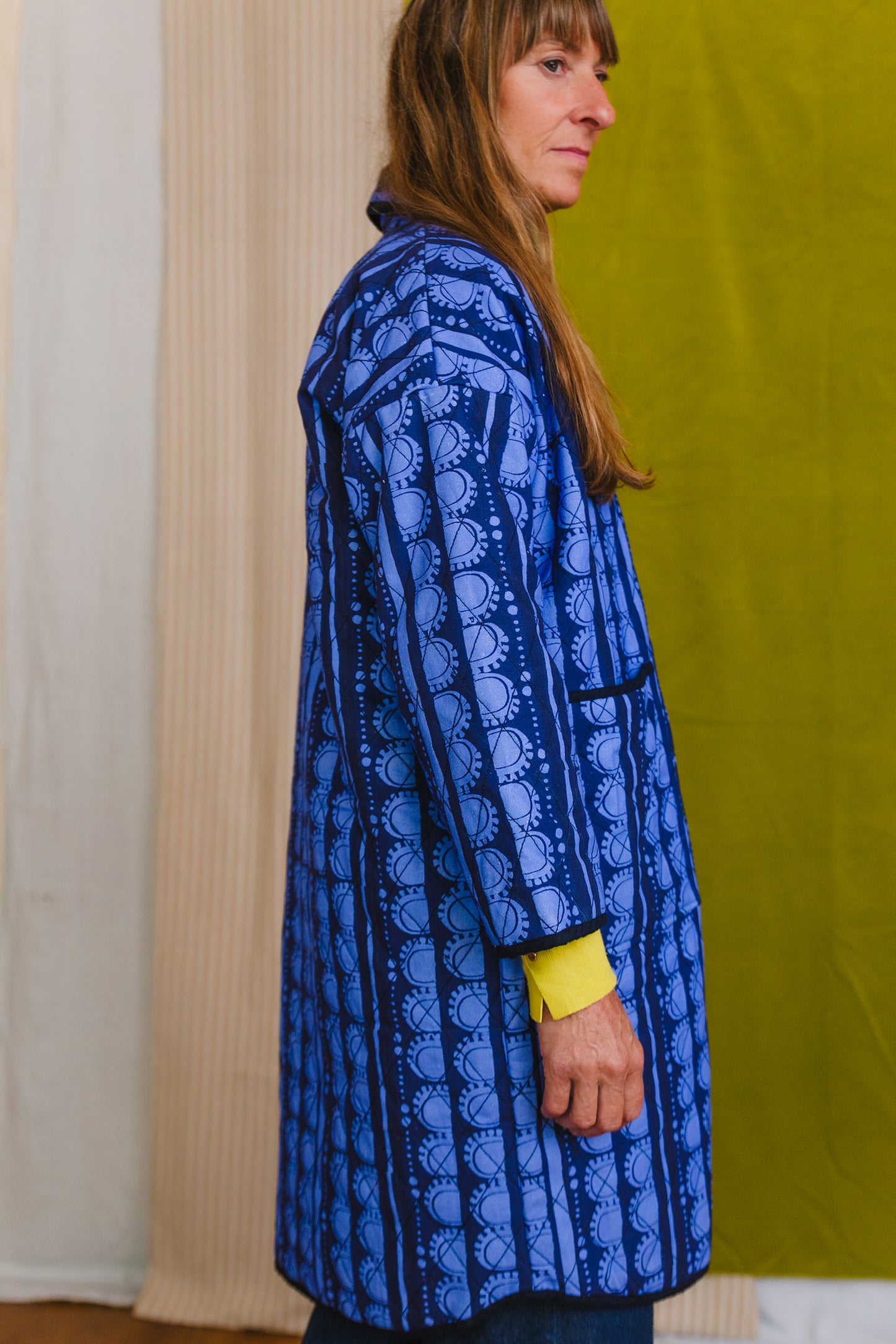 PRE-ORDER: Quilted Overcoat in 'Blue Bead'
