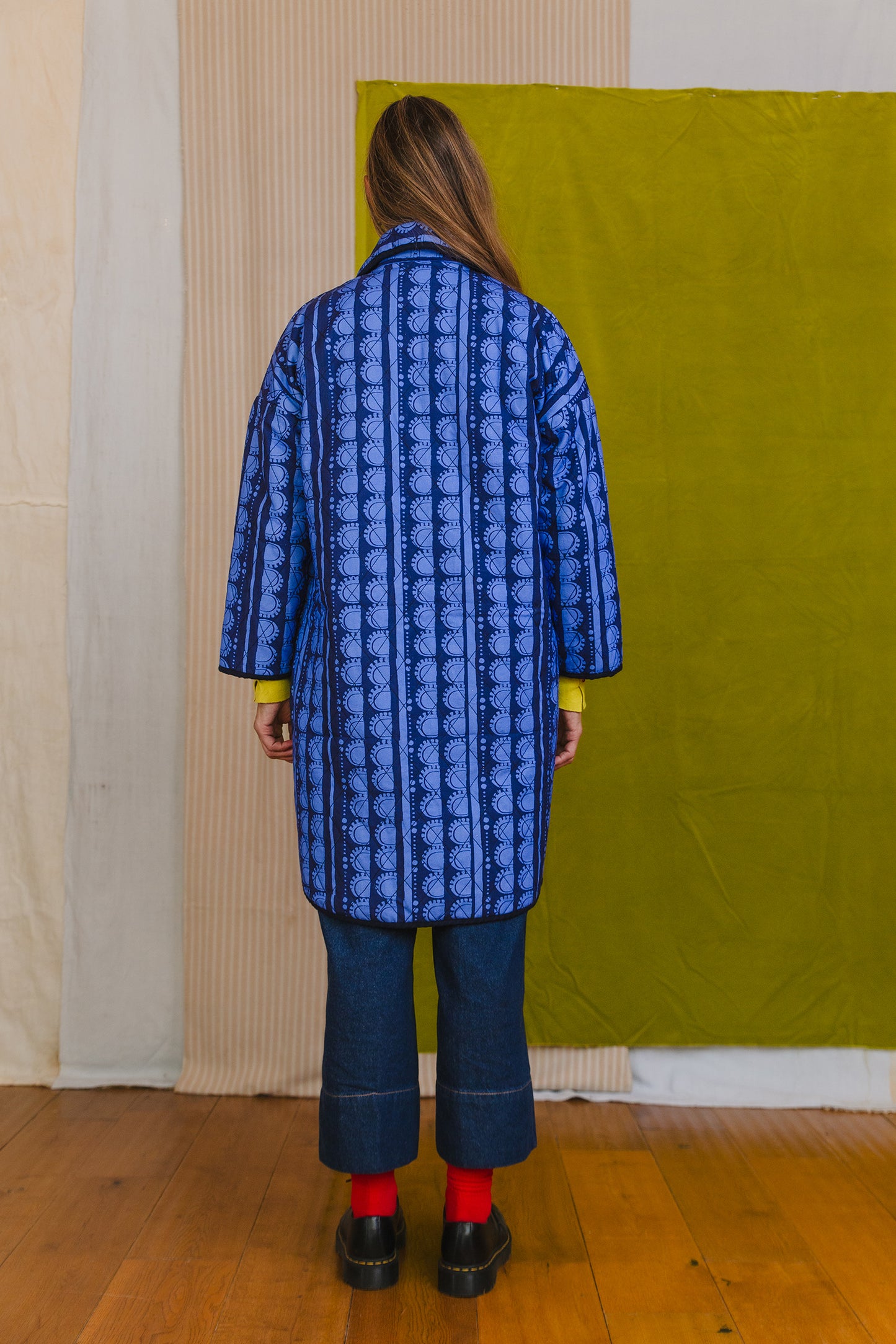 PRE-ORDER: Quilted Overcoat in 'Blue Bead'
