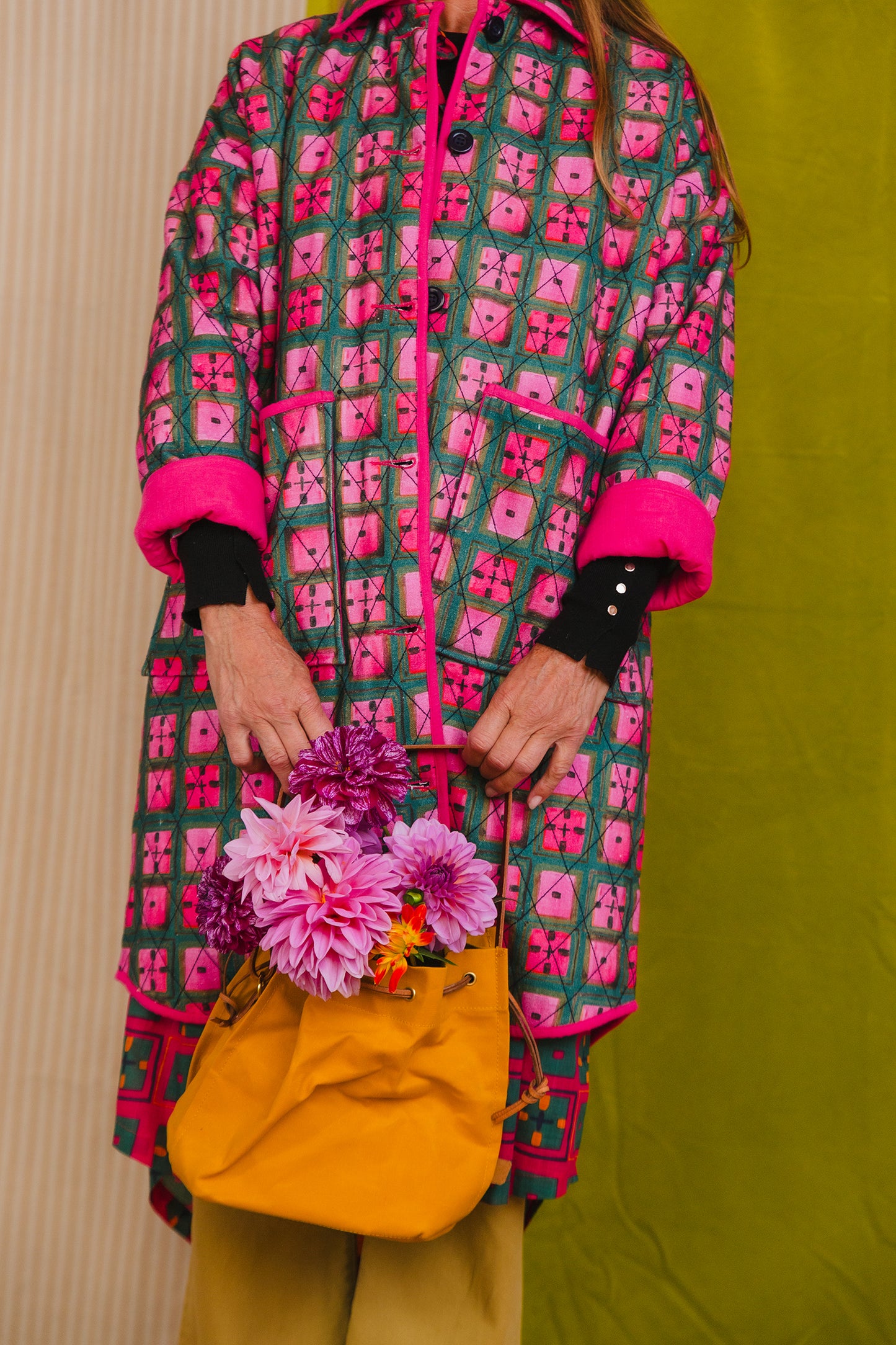 Quilted Overcoat in 'Divine Forest'