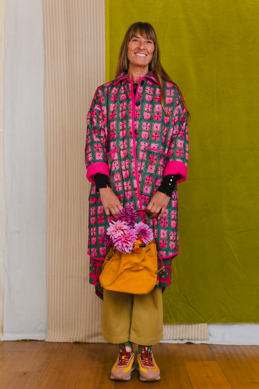 Quilted Overcoat in 'Divine Forest'