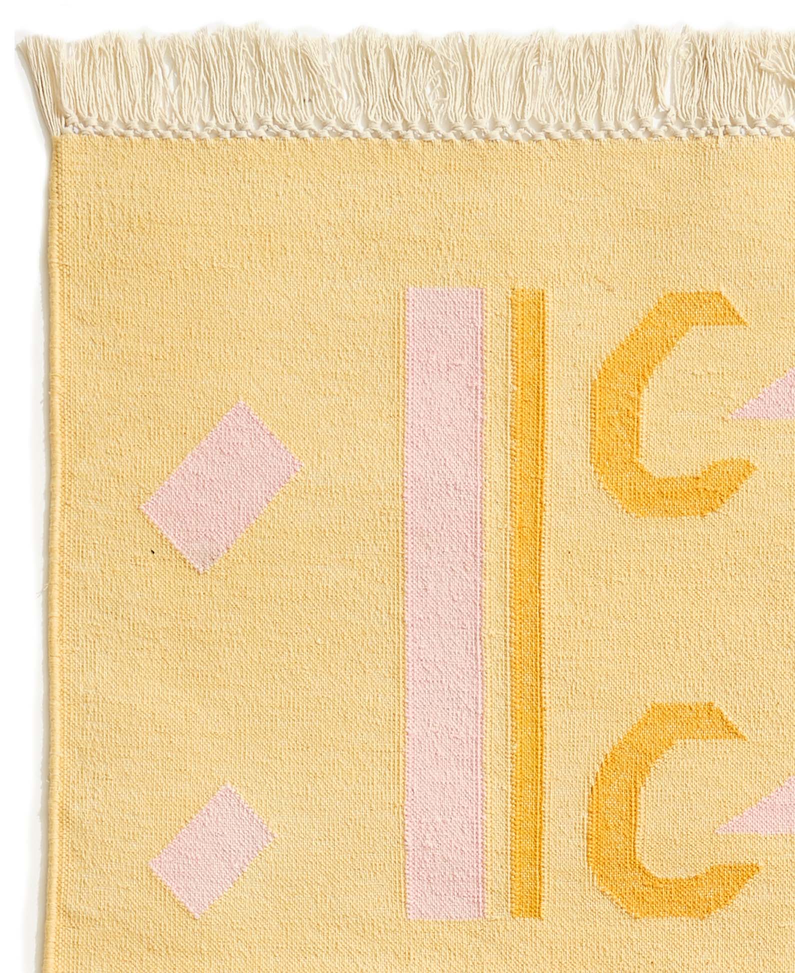 Paper Moon Runner - Handwoven cotton Dhurrie