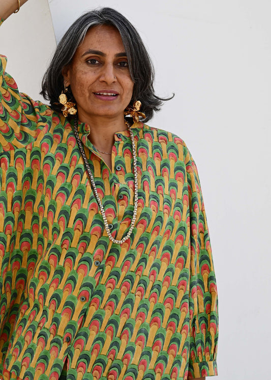 Rita Blouse in 'Peacock Fan'