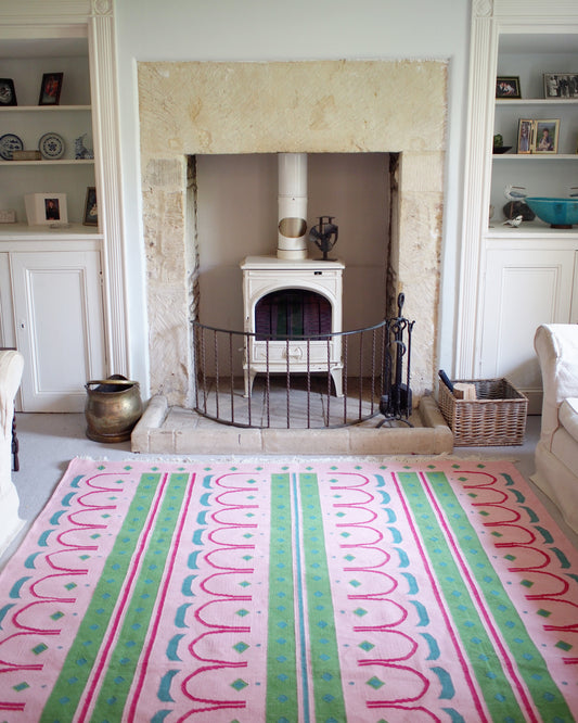 Medium Cotton Rug in 'Pink Shangri La'
