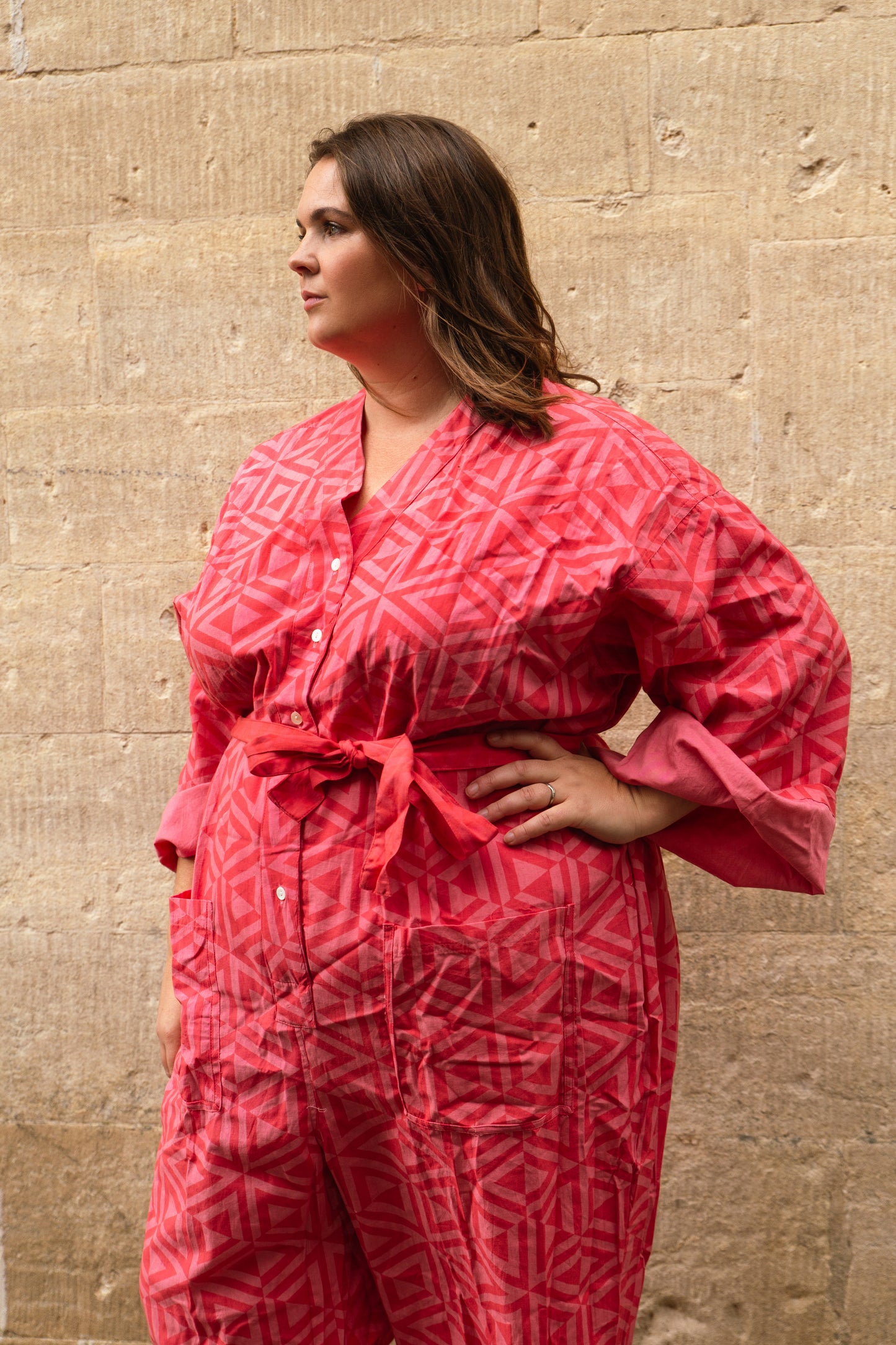 Playsuit in 'Pink Honeycomb'